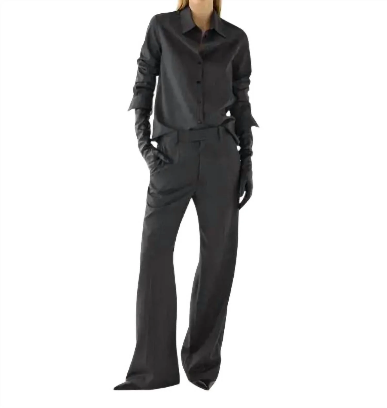 Taylor Straight Leg Trouser In Dark Grey Pinstripe - Image 4