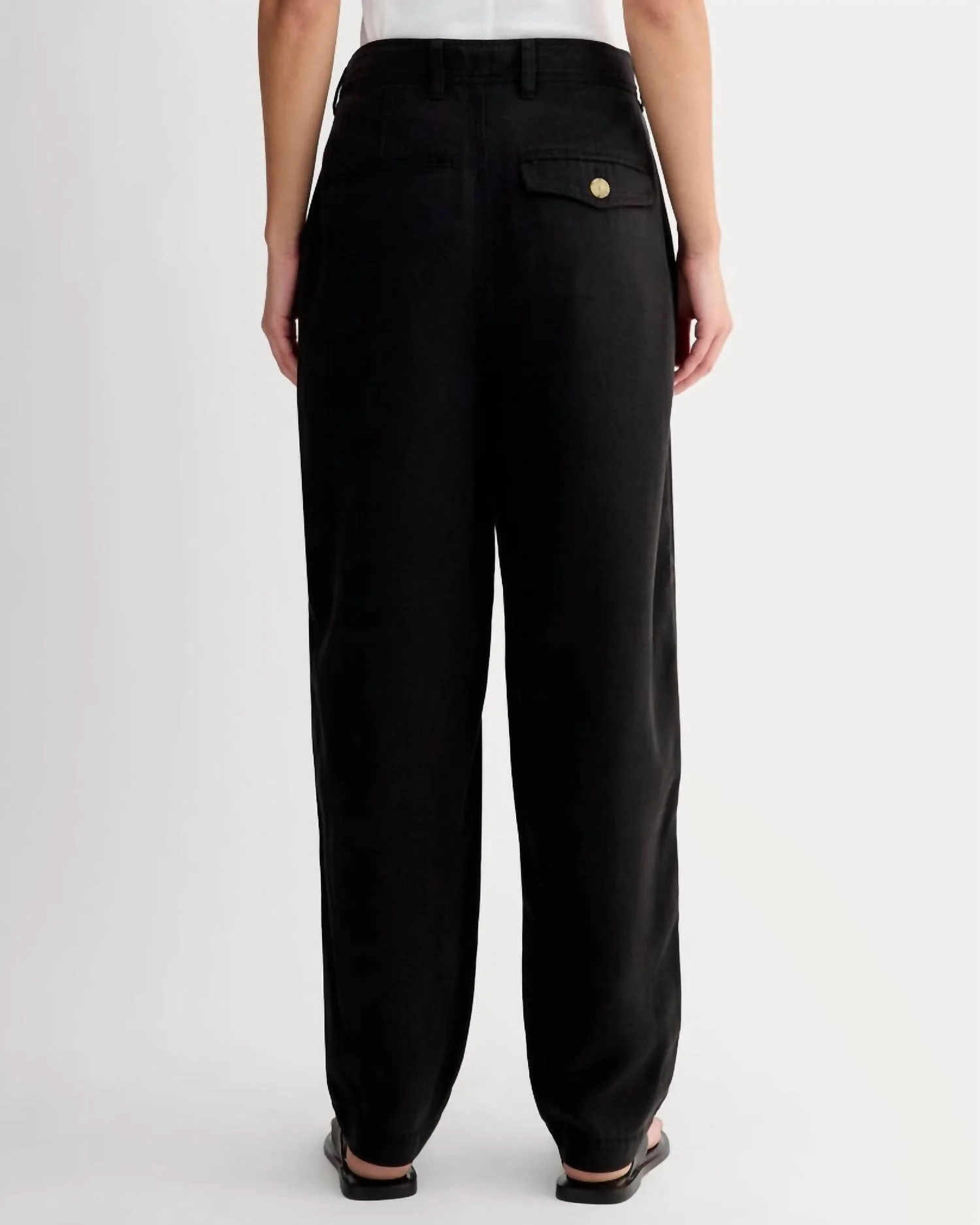 Tencel Relaxed Tapered Chino Pants In Black - Image 2