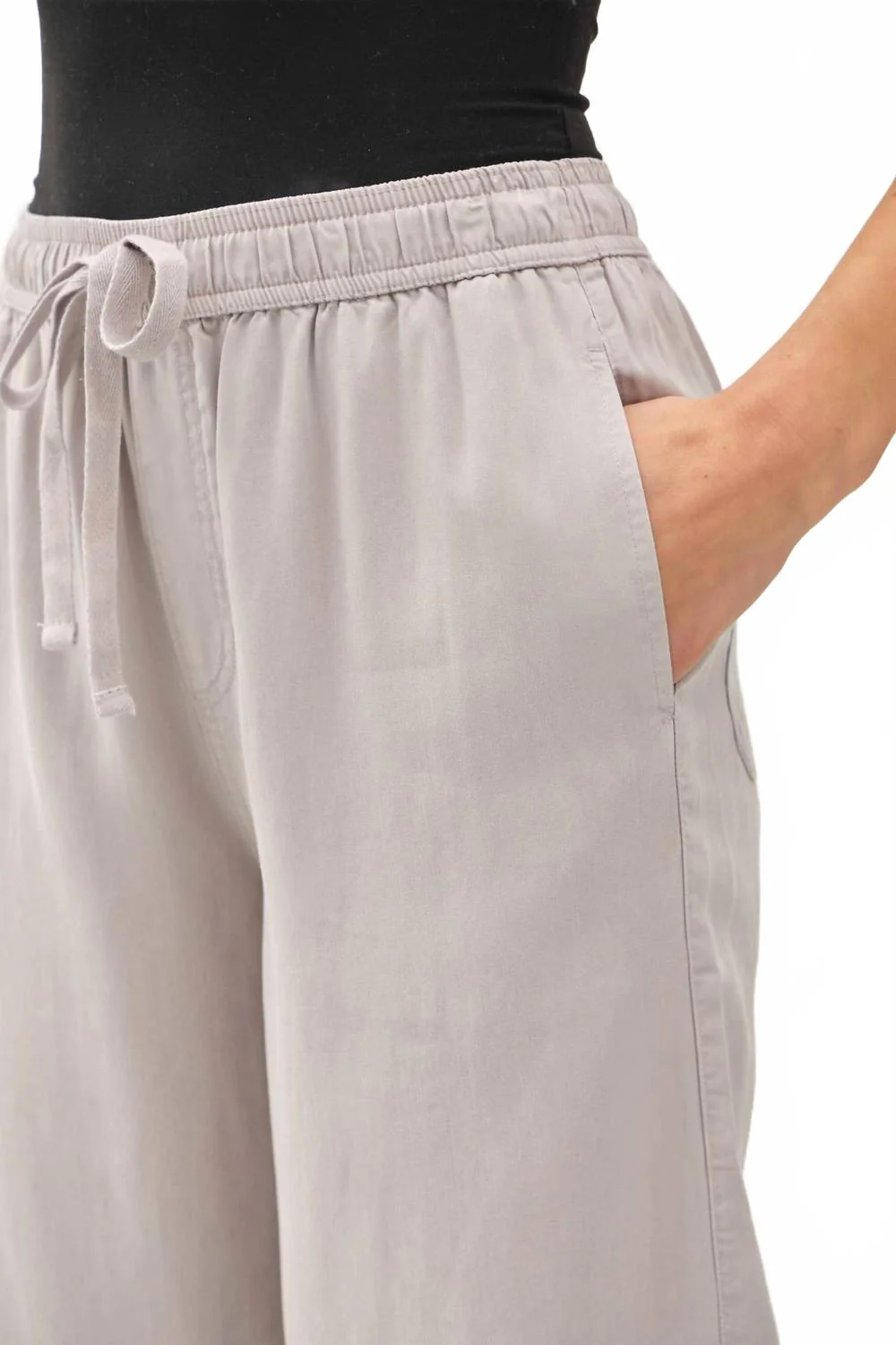 Tencel Wide Leg Pants In Stone Grey - Image 5
