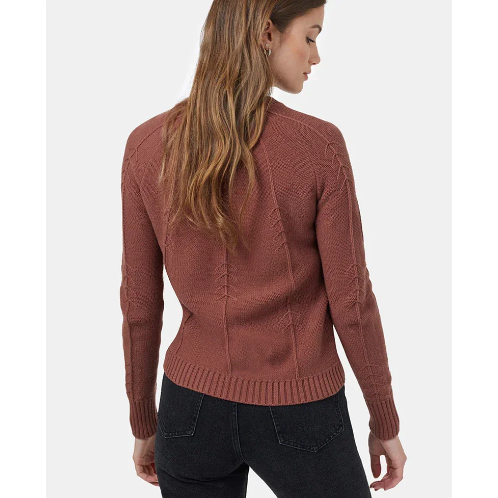 Tentree Highline Sweater Women Red 100% Organic Cotton Tree Stitch DSGL958 - Image 2