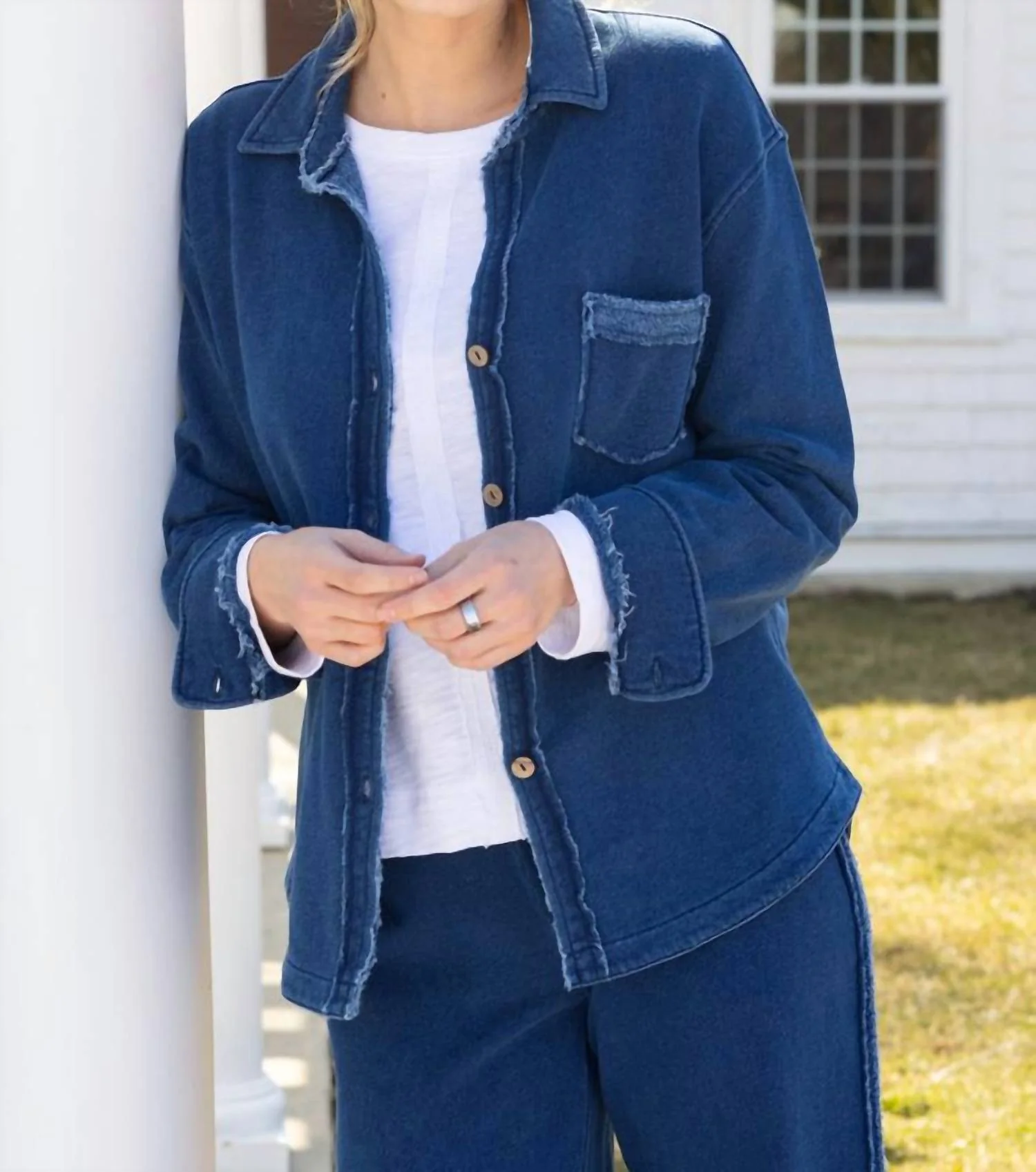 Terry Anywhere Shacket In Medium Wash