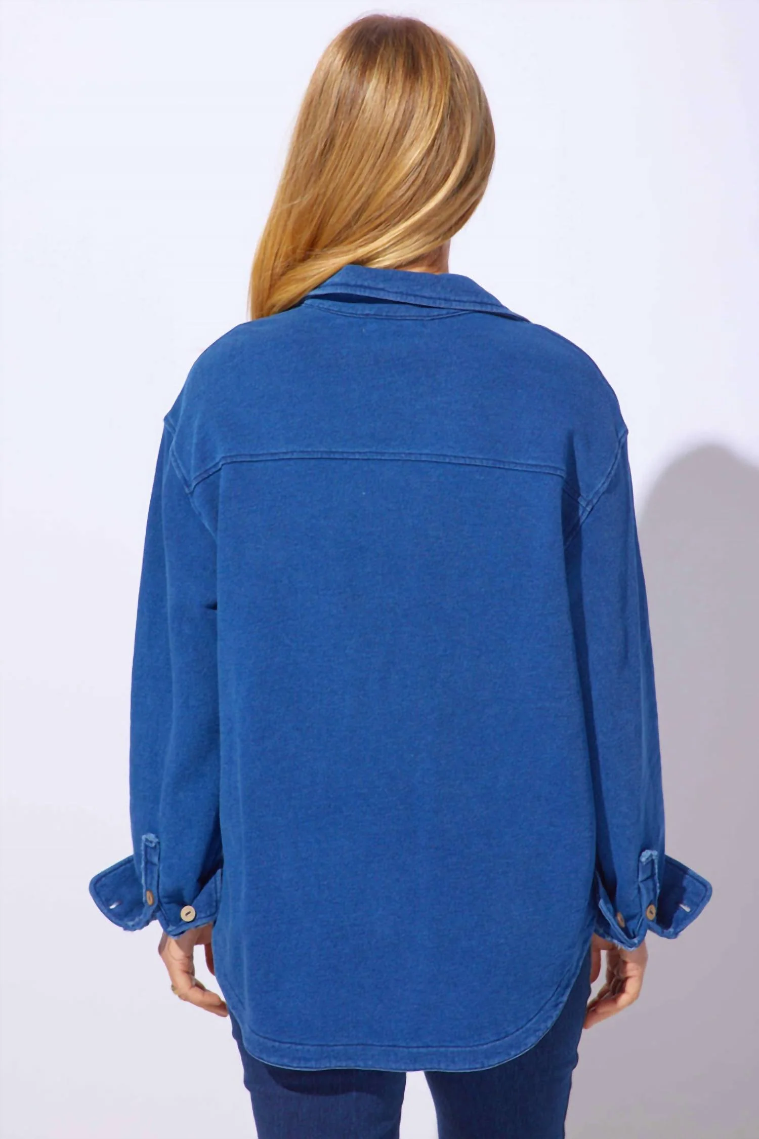 Terry Anywhere Shacket In Medium Wash - Image 3
