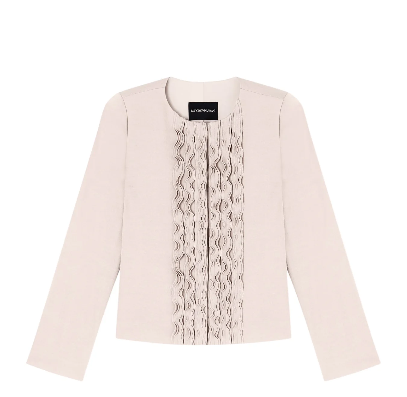 Textured Weave Fabric Ruffled Fitted Jacket