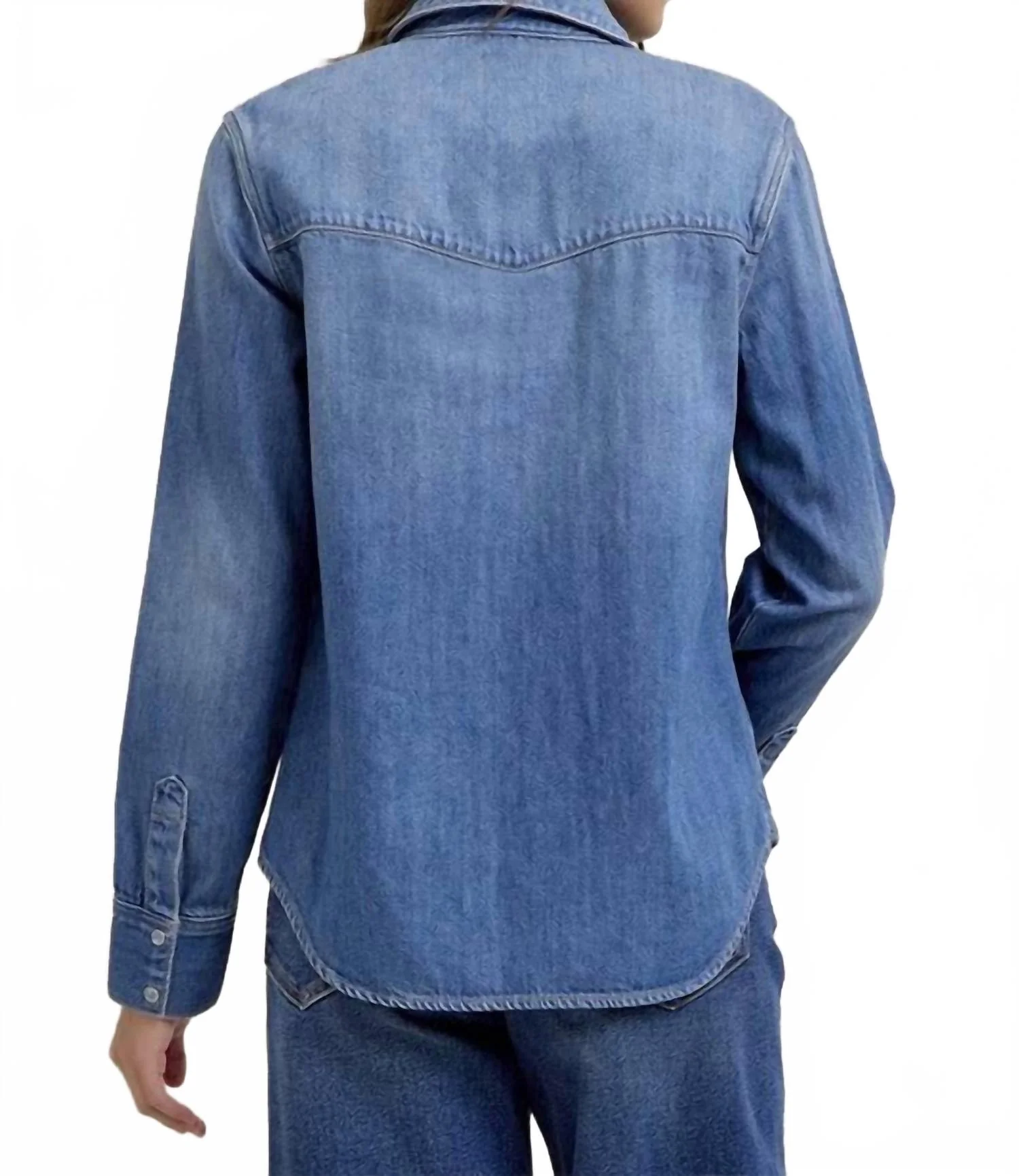 The Abby Western Shirt In Medium Wash - Image 2