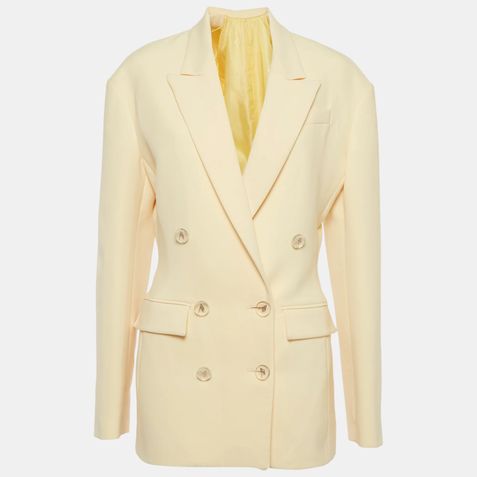 The Attico Yellow Crepe Double Breasted April Blazer
