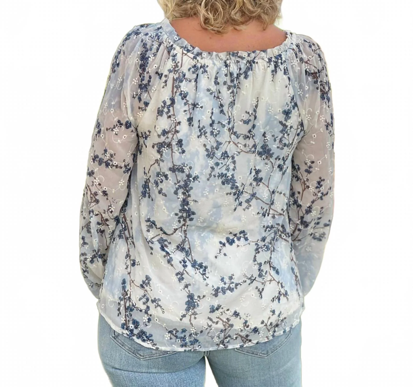 The Blossom Top In Blue Floral - Image 2