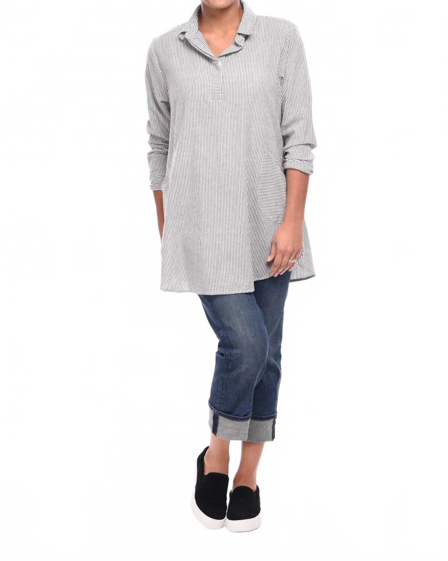 The Brenna Tunic Top In Ticking