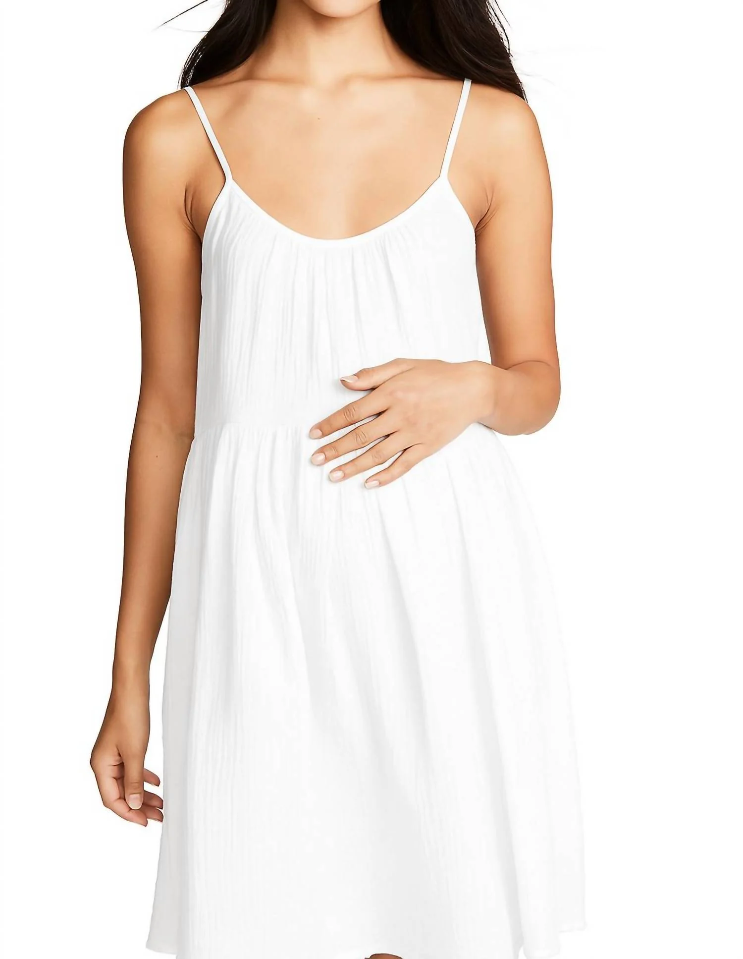 The Elodie Cotton Gauze Mini Dress In White