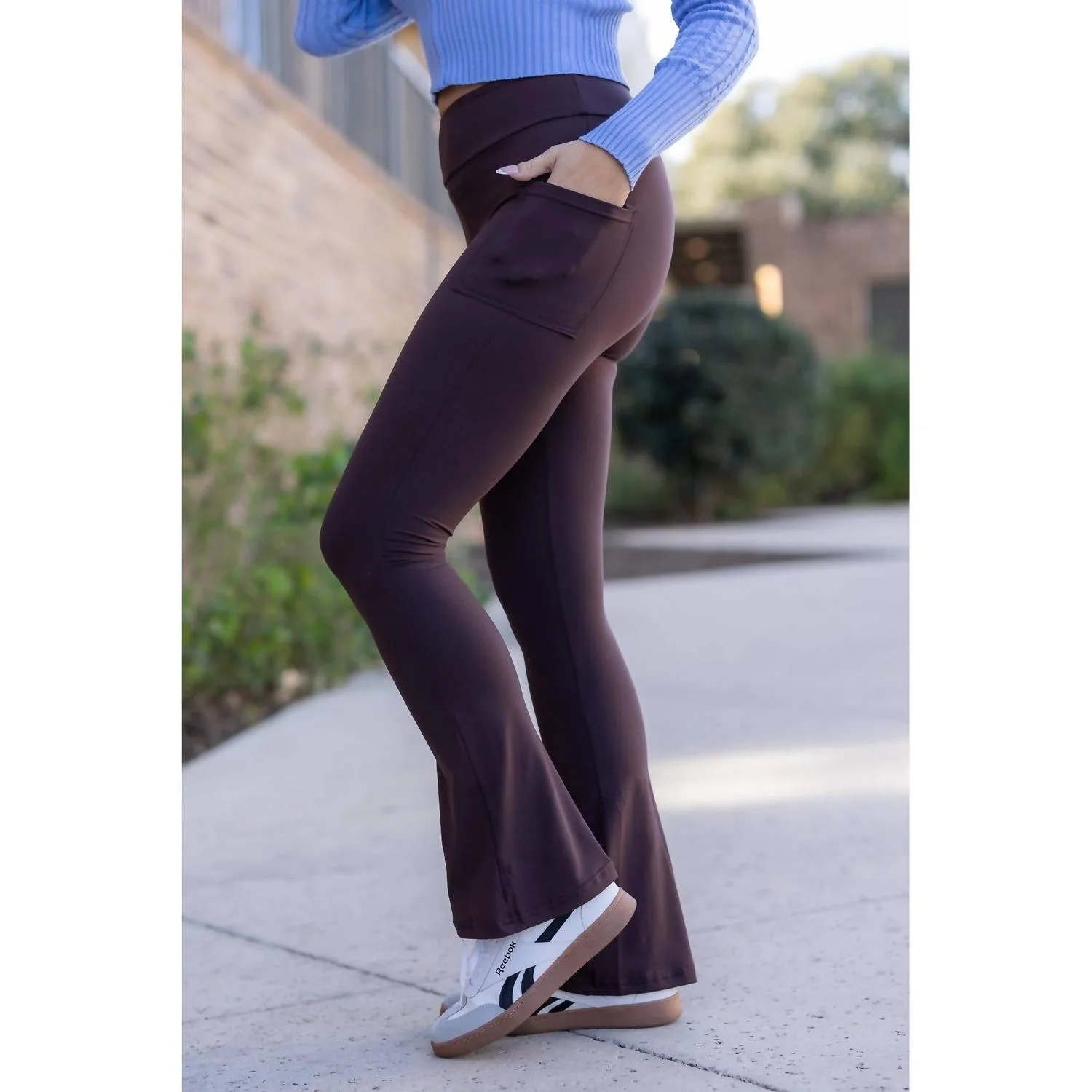 The Flare Leggings In Brown - Image 2