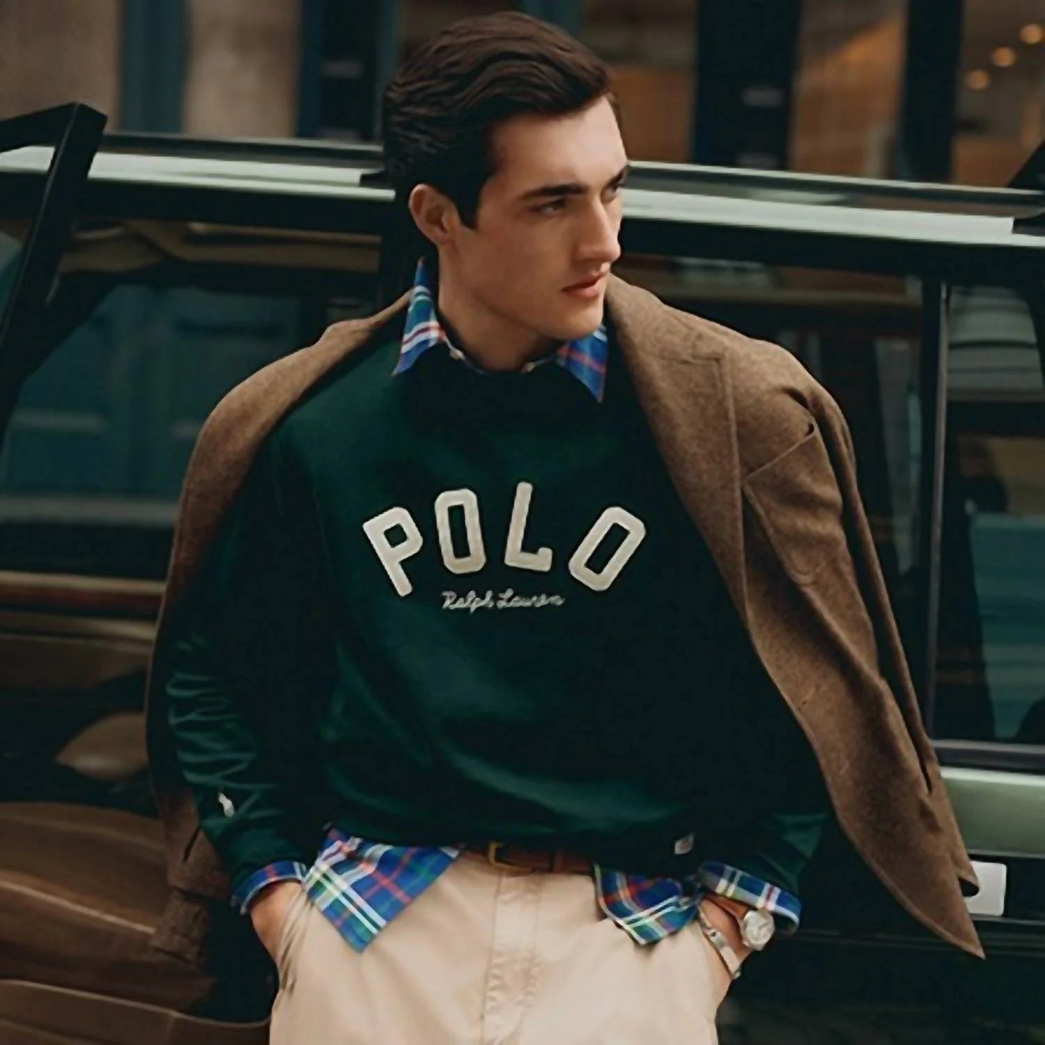 The Fleece Logo Sweatshirt In Green - Image 3