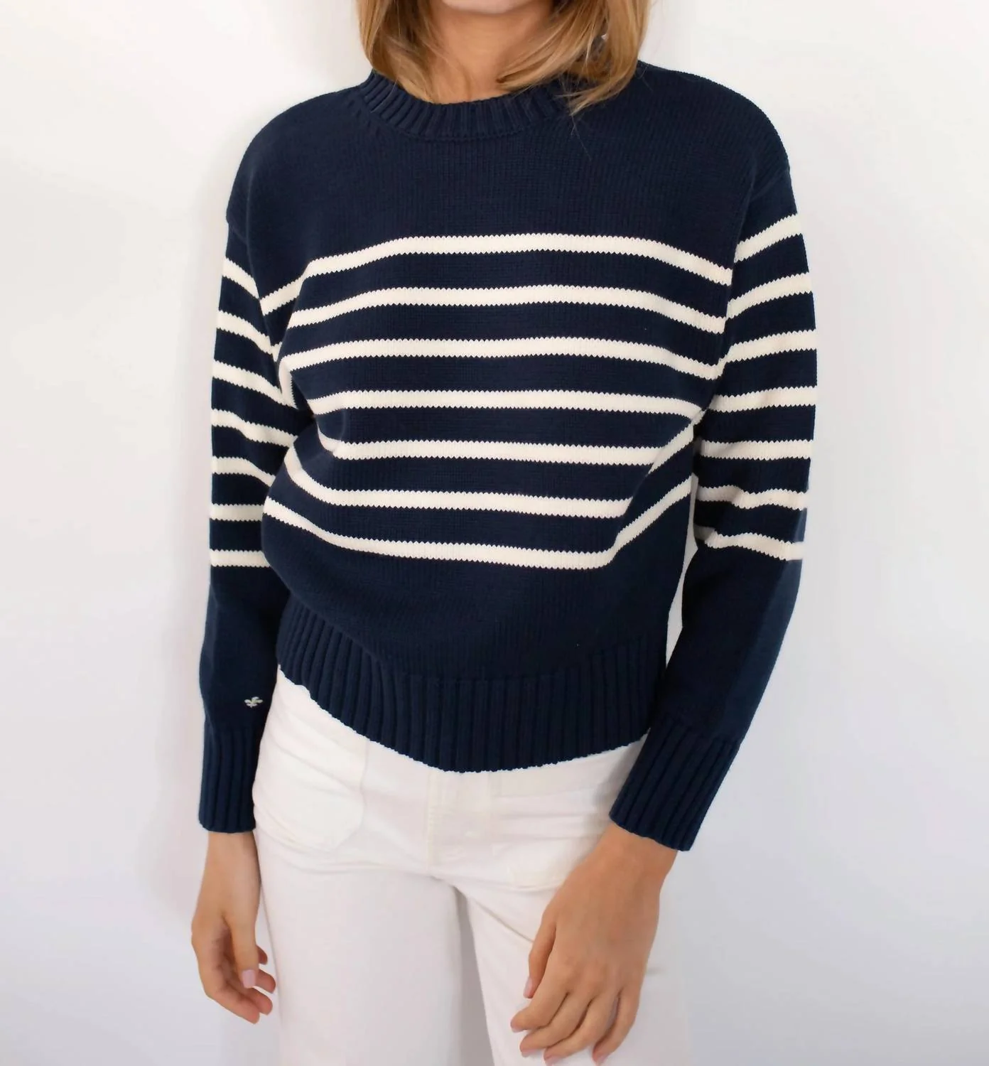The Lake Sweater In Navy/ivory Stripe - Image 4