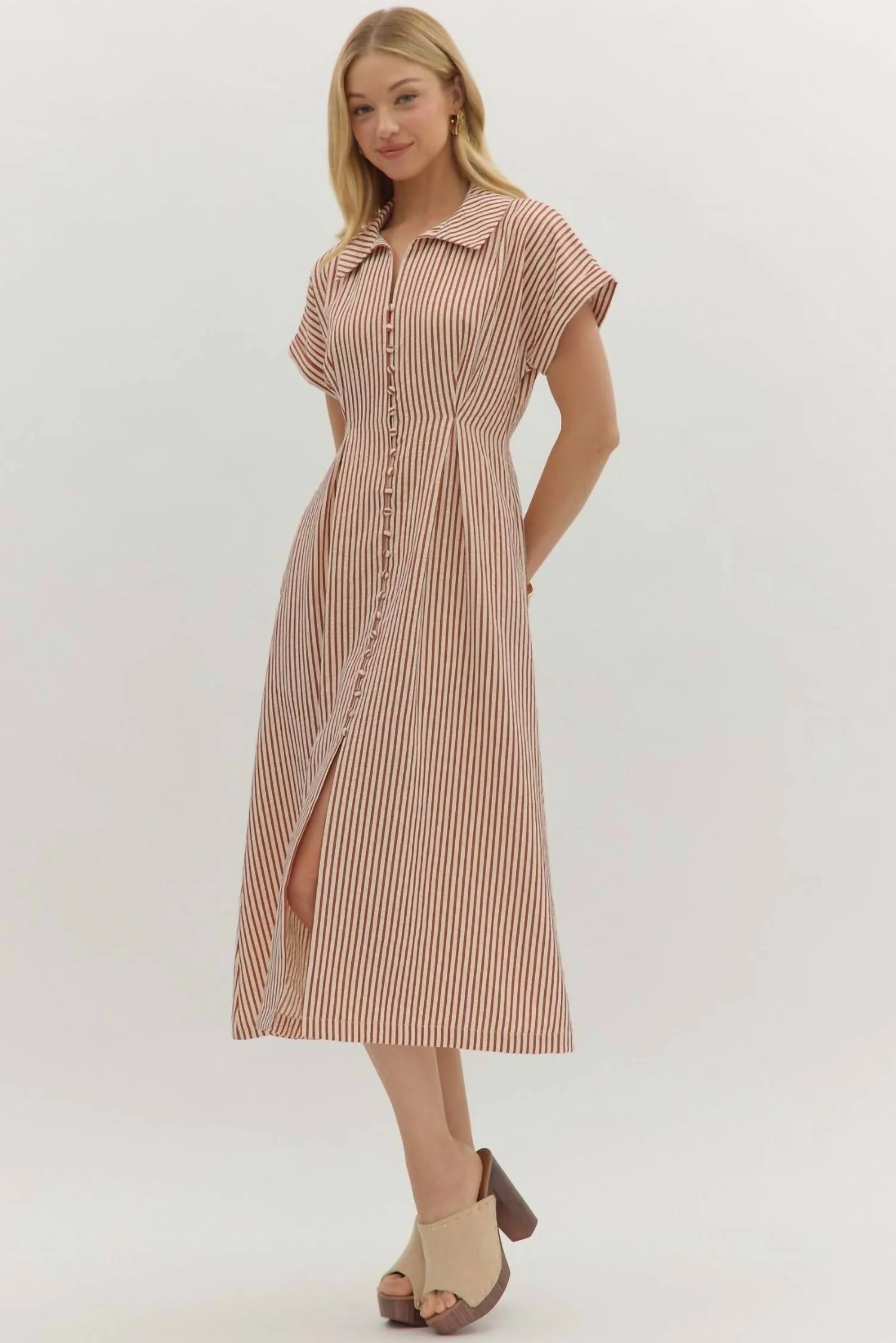 The Marlowe Striped Maxi Dress In Red