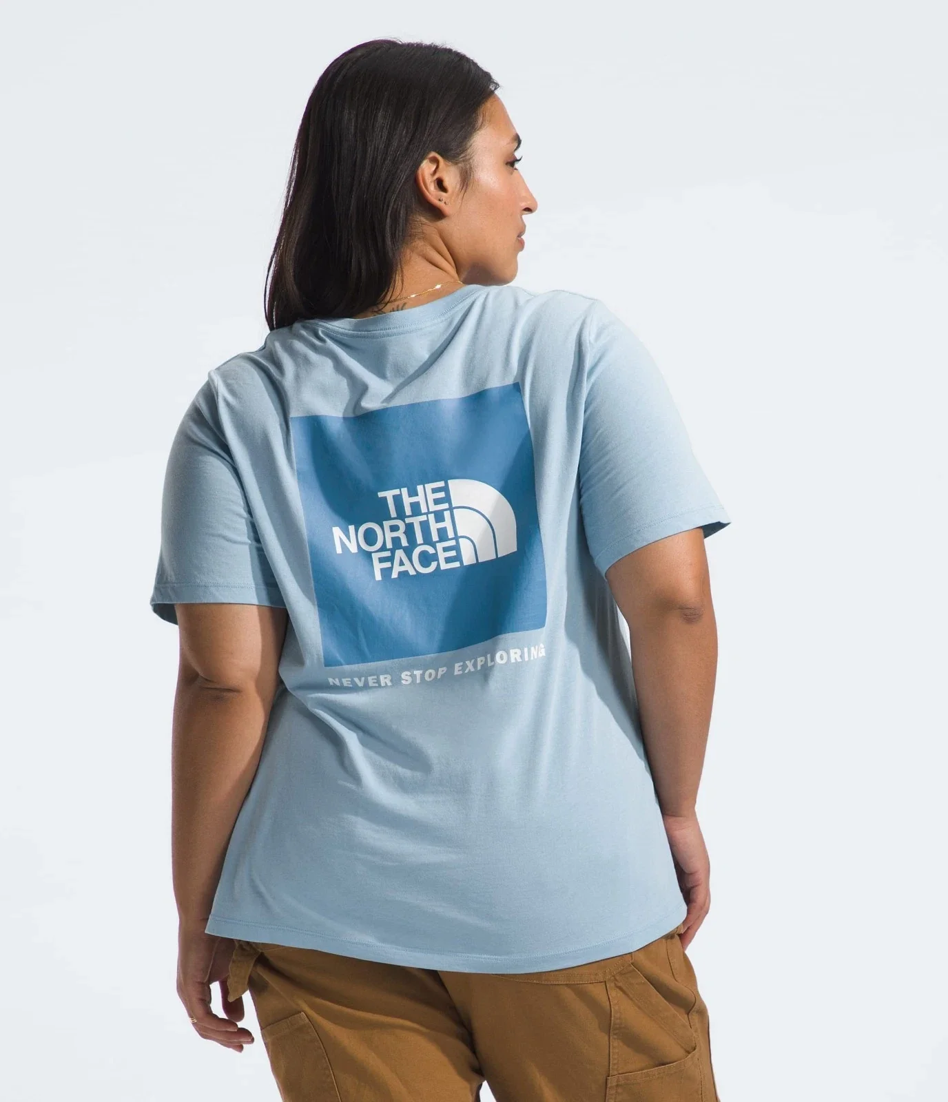 The North Face Box NSE T-Shirt Women's Plus Blue Graphic Logo Pullover KFC390 - Image 2