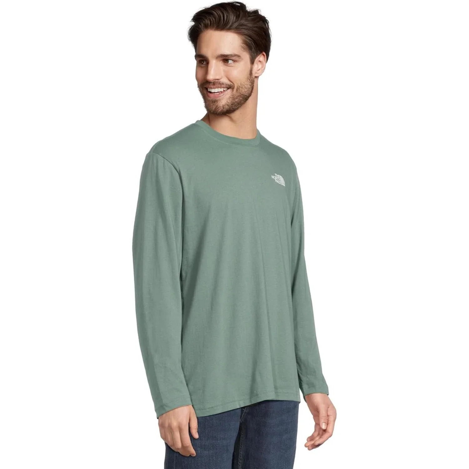 The North Face Evolution T-Shirts Men's Green Cotton Long Sleeve GBO2103 - Image 2