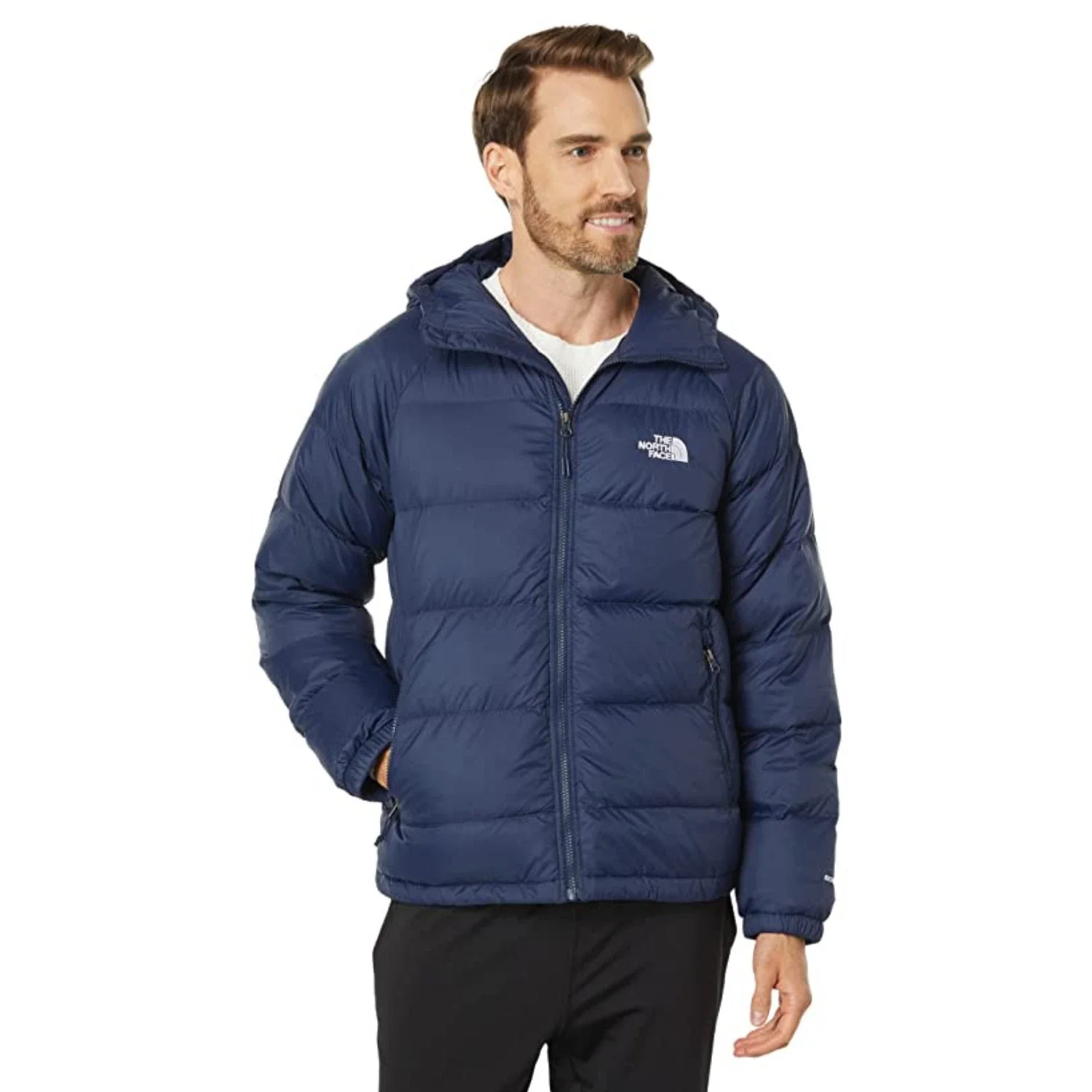The North Face Hydrenalite Puffer Jacket Men's Navy Down Quilted Hooded FROG314
