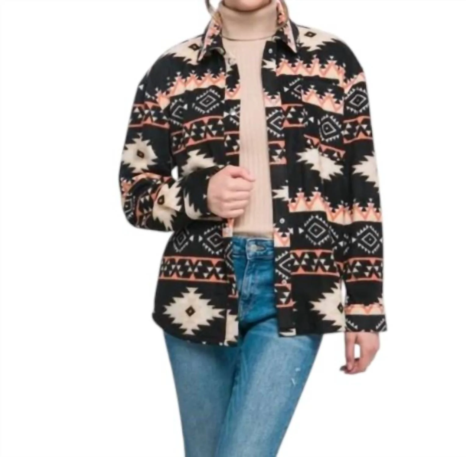 The Reyzin Aztec Jacket In Black Multi