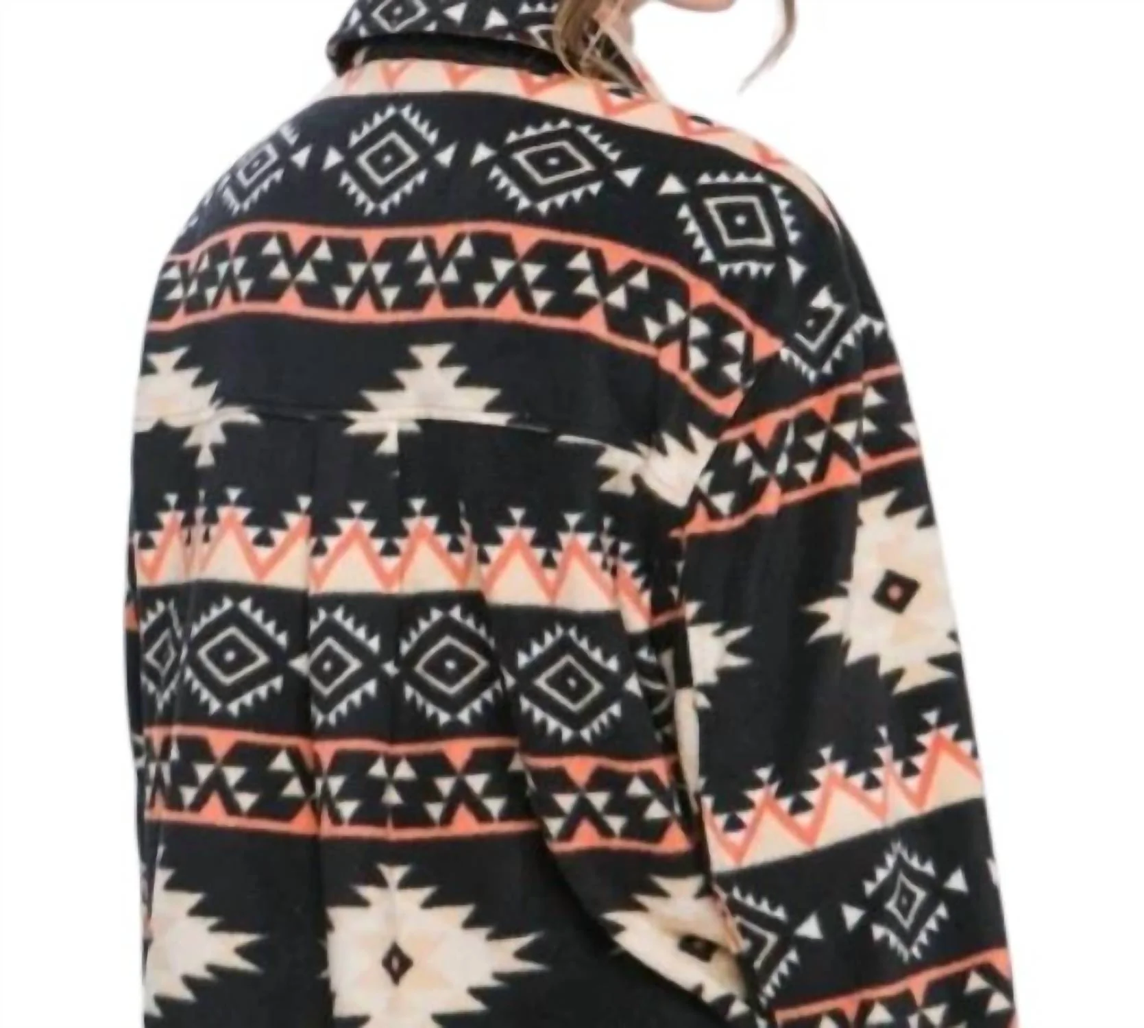 The Reyzin Aztec Jacket In Black Multi - Image 2