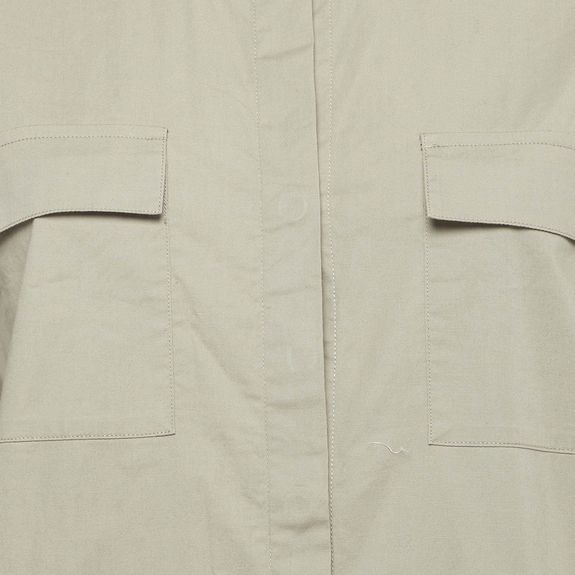 Theory Green Cotton Belted Long Sleeve Utility Shirt Dress - Image 4