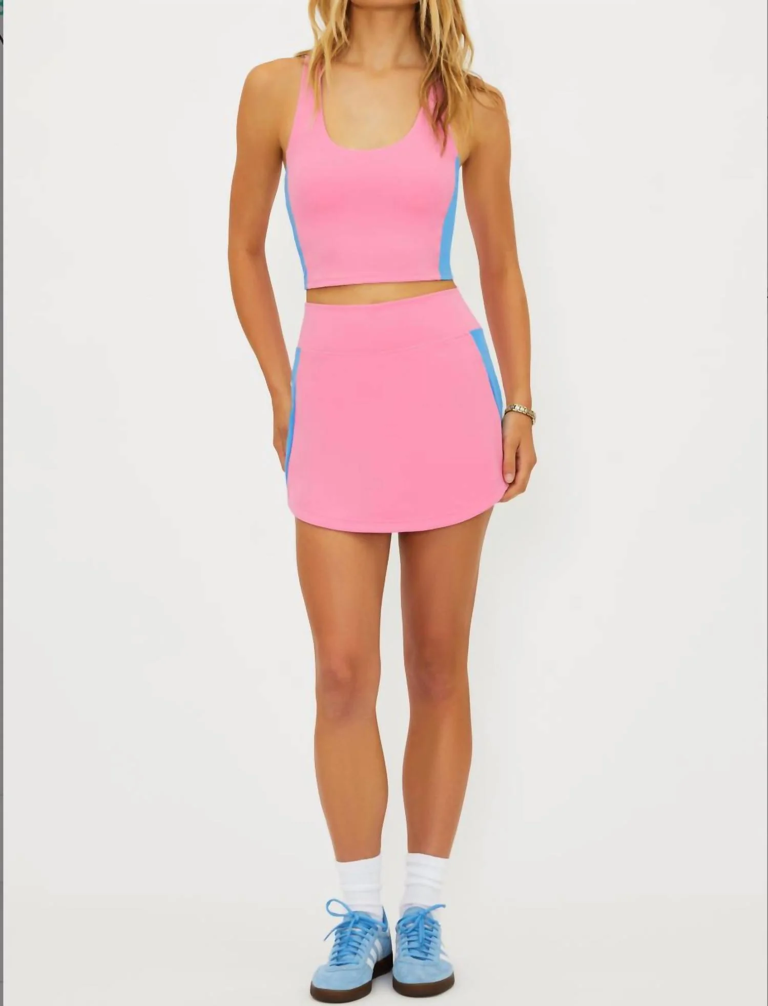 Thora Elastic Waist Skort In Cosmos Colorblock