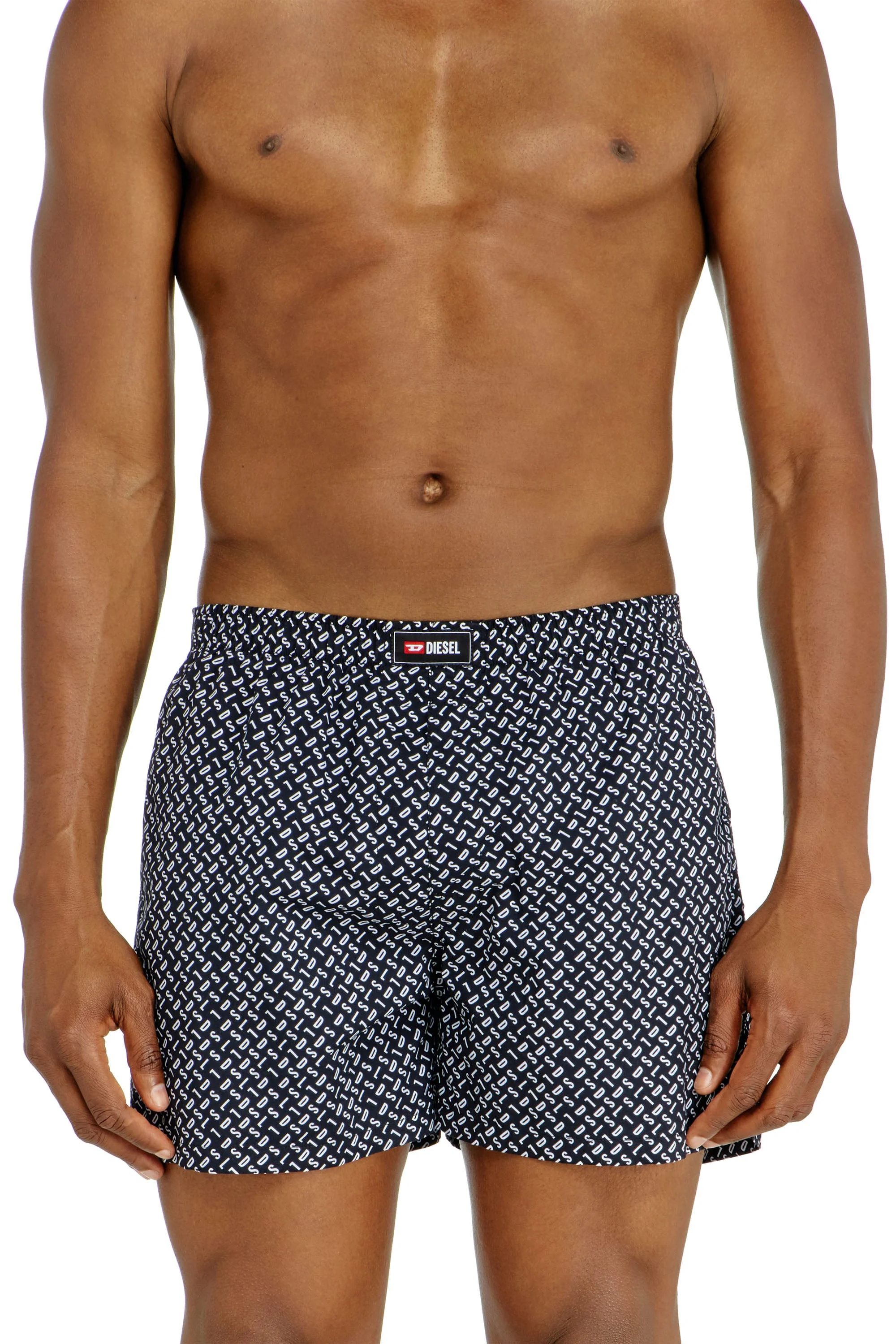 Three-pack cotton boxers solid and all-over DSL print