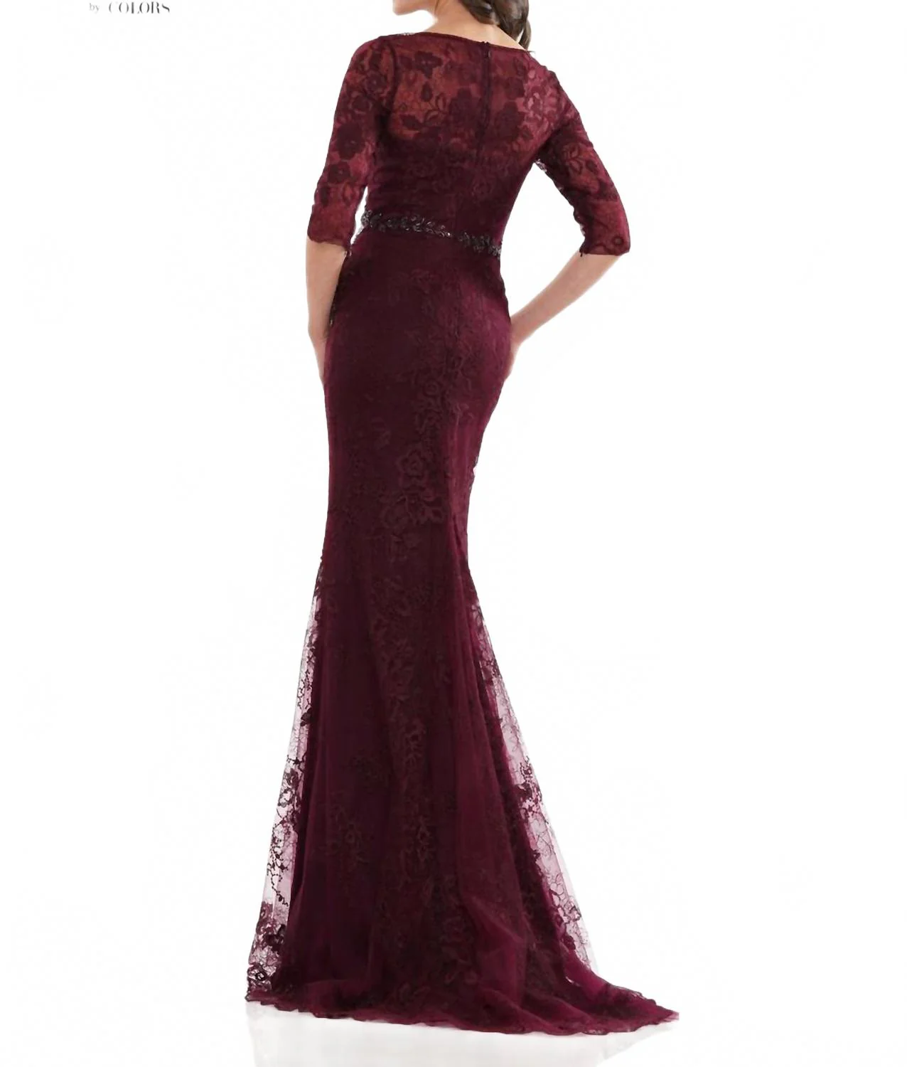 Three Quarter Boatneck Dress In Wine - Image 2