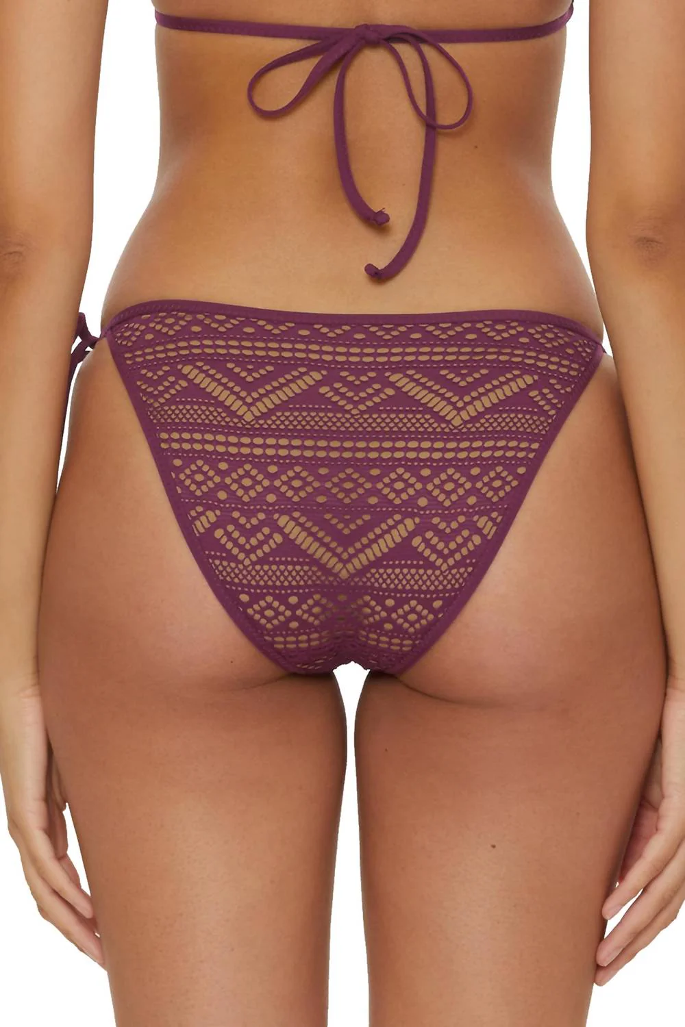 Tie Side Bikini Bottom In Aubergine - Image 2