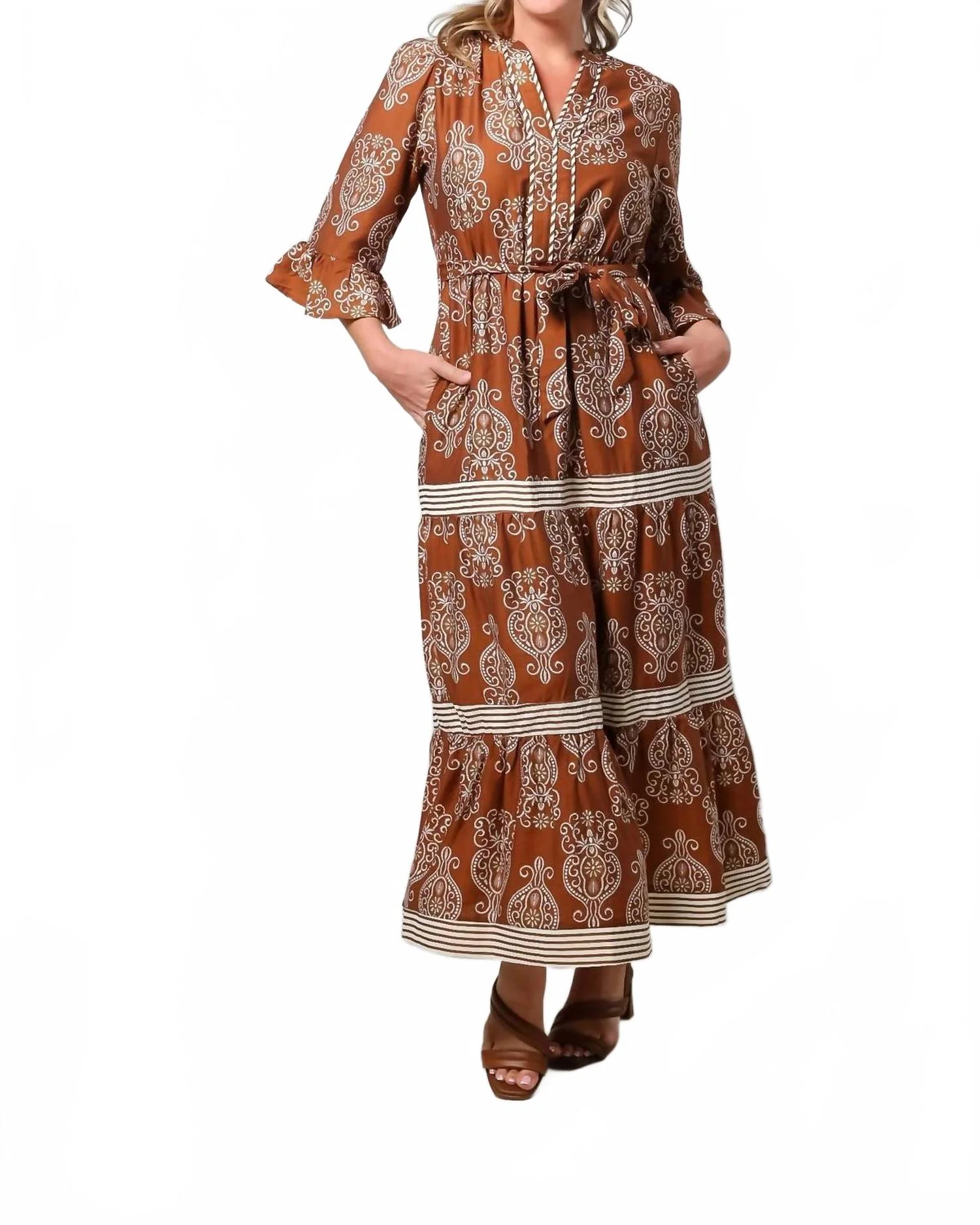Tiered Maxi Dress In Rust