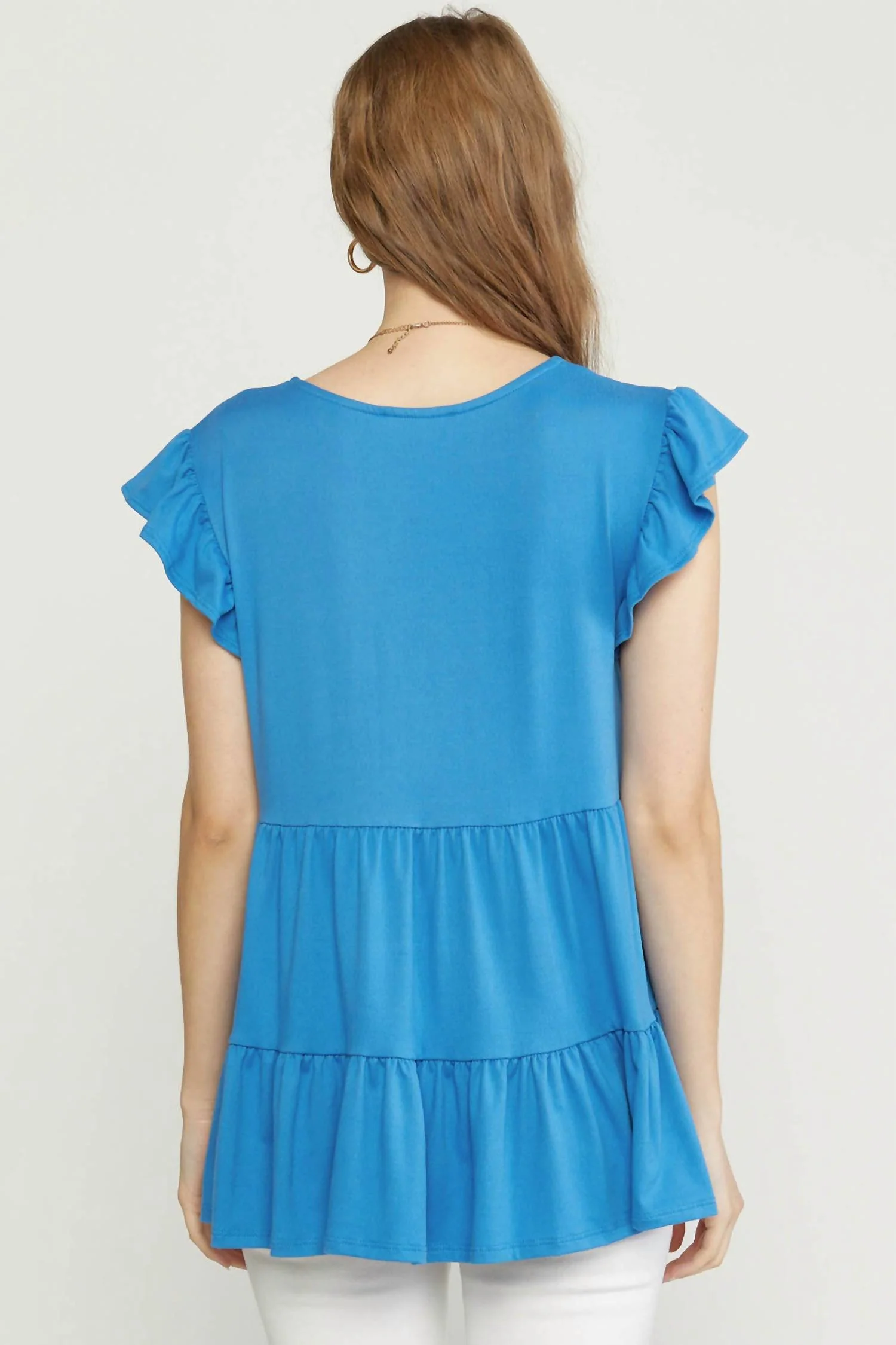 Tiered Ruffle Babydoll Top In French Blue - Image 2