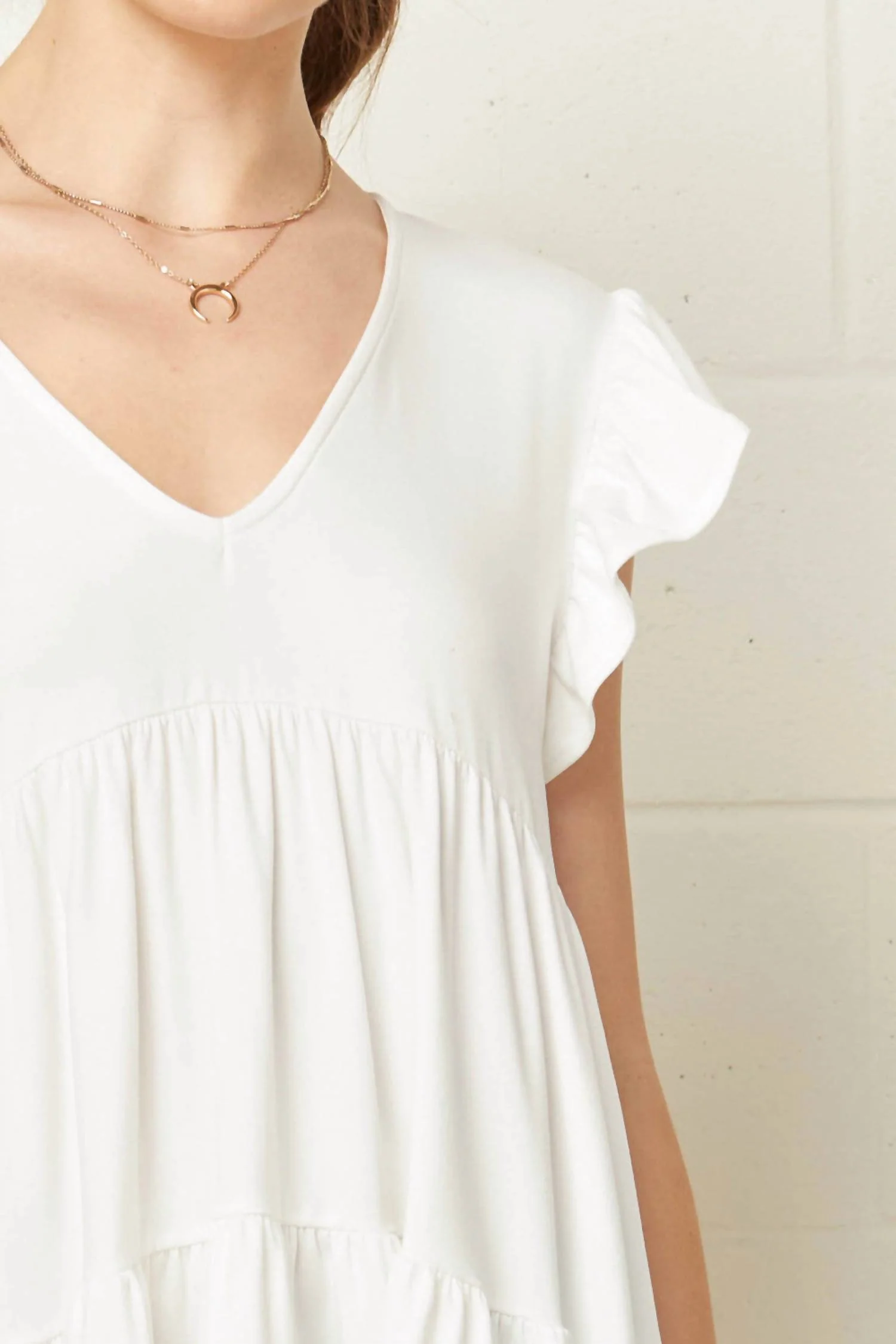 Tiered Ruffle Babydoll Top In Ivory - Image 4