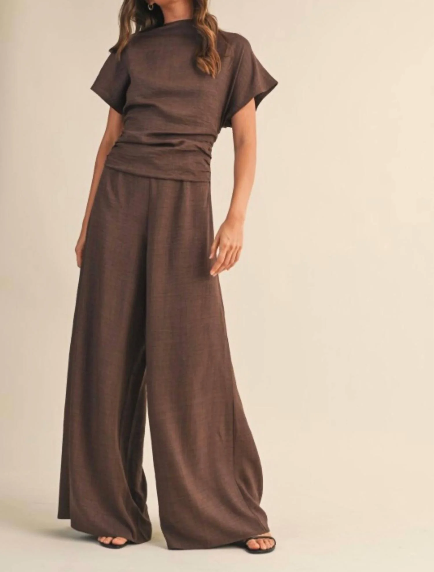 Tilly Linen Jumpsuit In Brown