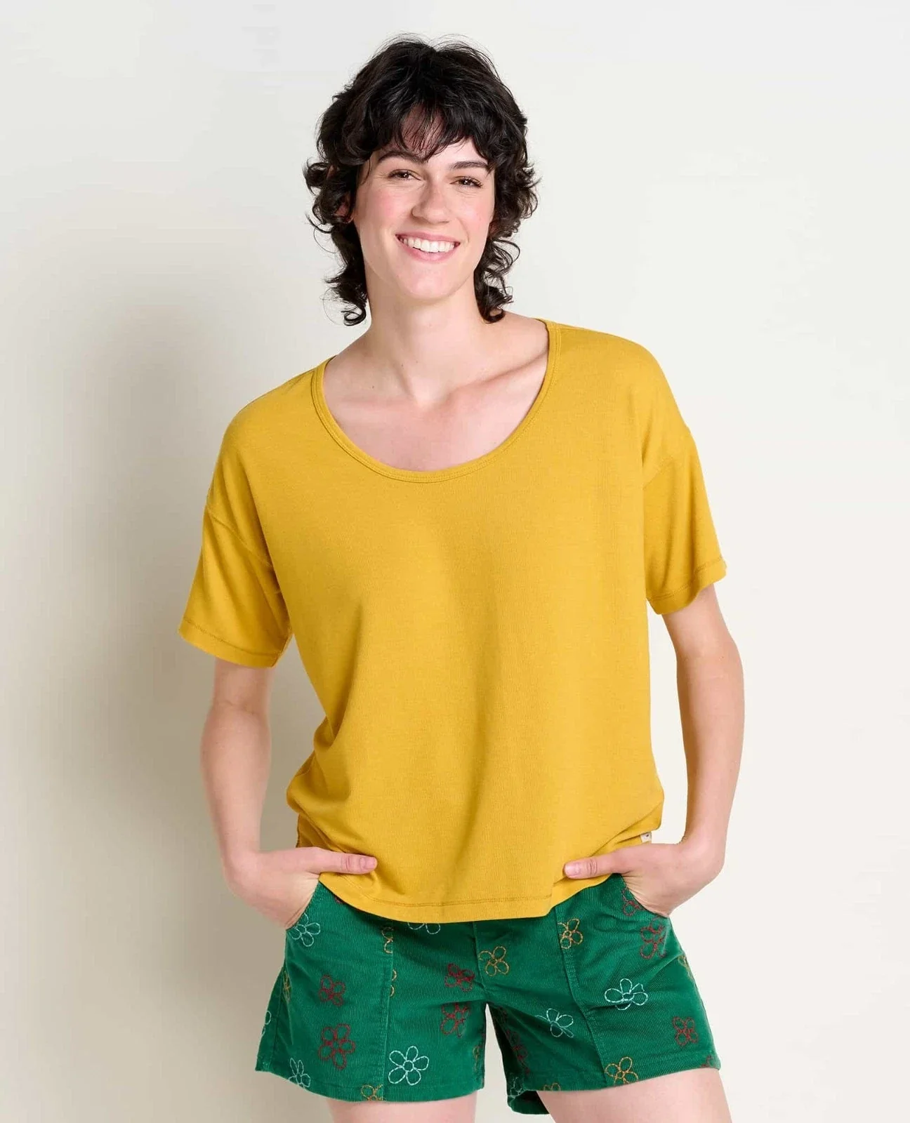 Toad&Co Piru T-Shirts Women's Yellow Stretch Short Sleeve Scoop Neck GBO2197