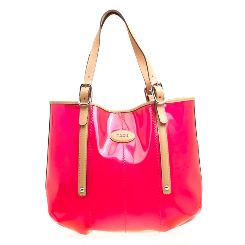 Tod's Red Pvc And Leather Totes Bag
