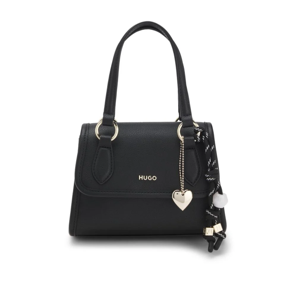 Top-handle bag with branded charms