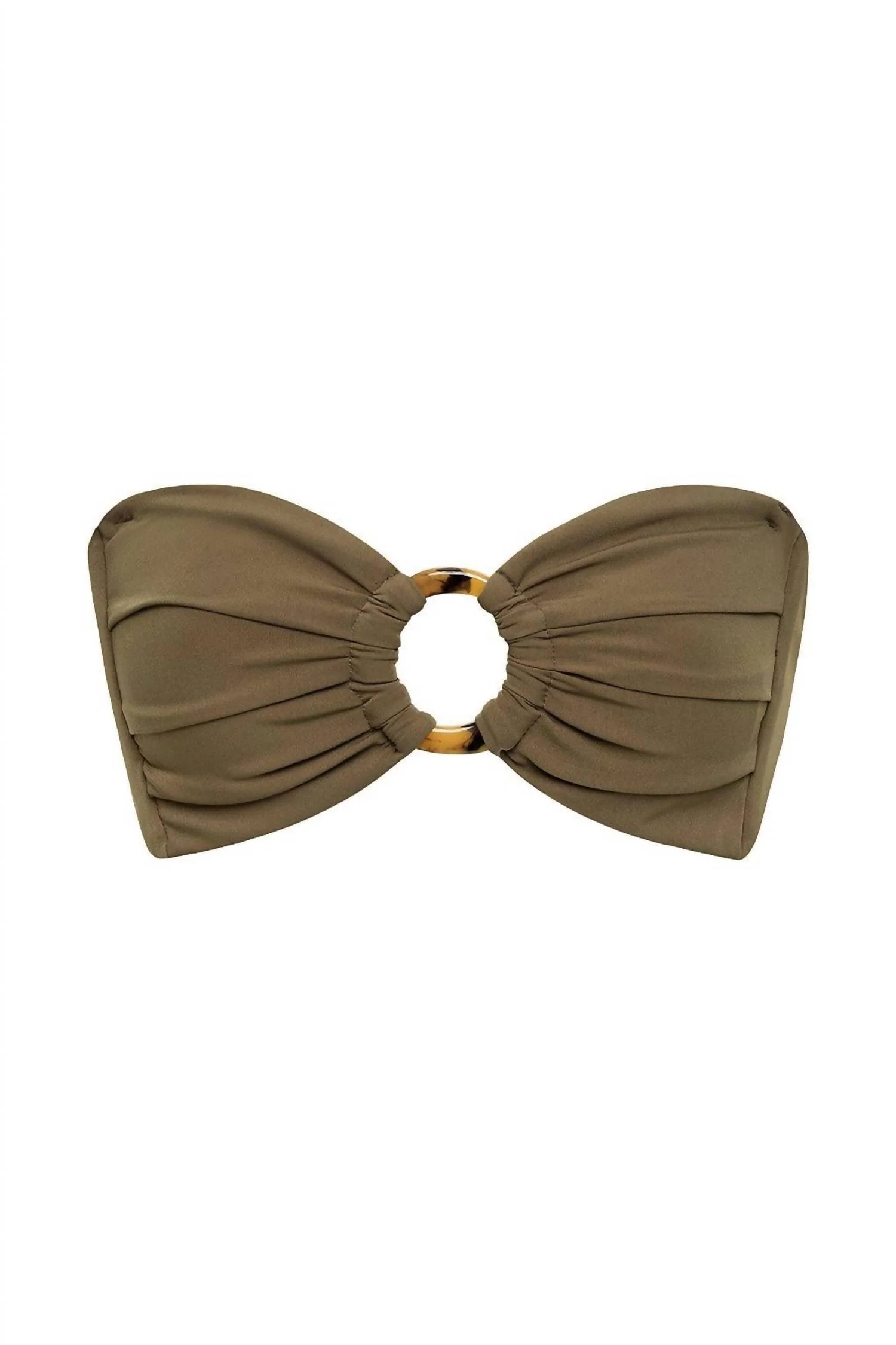 Tori Ties Bandeau Bikini Top In Khaki - Image 3