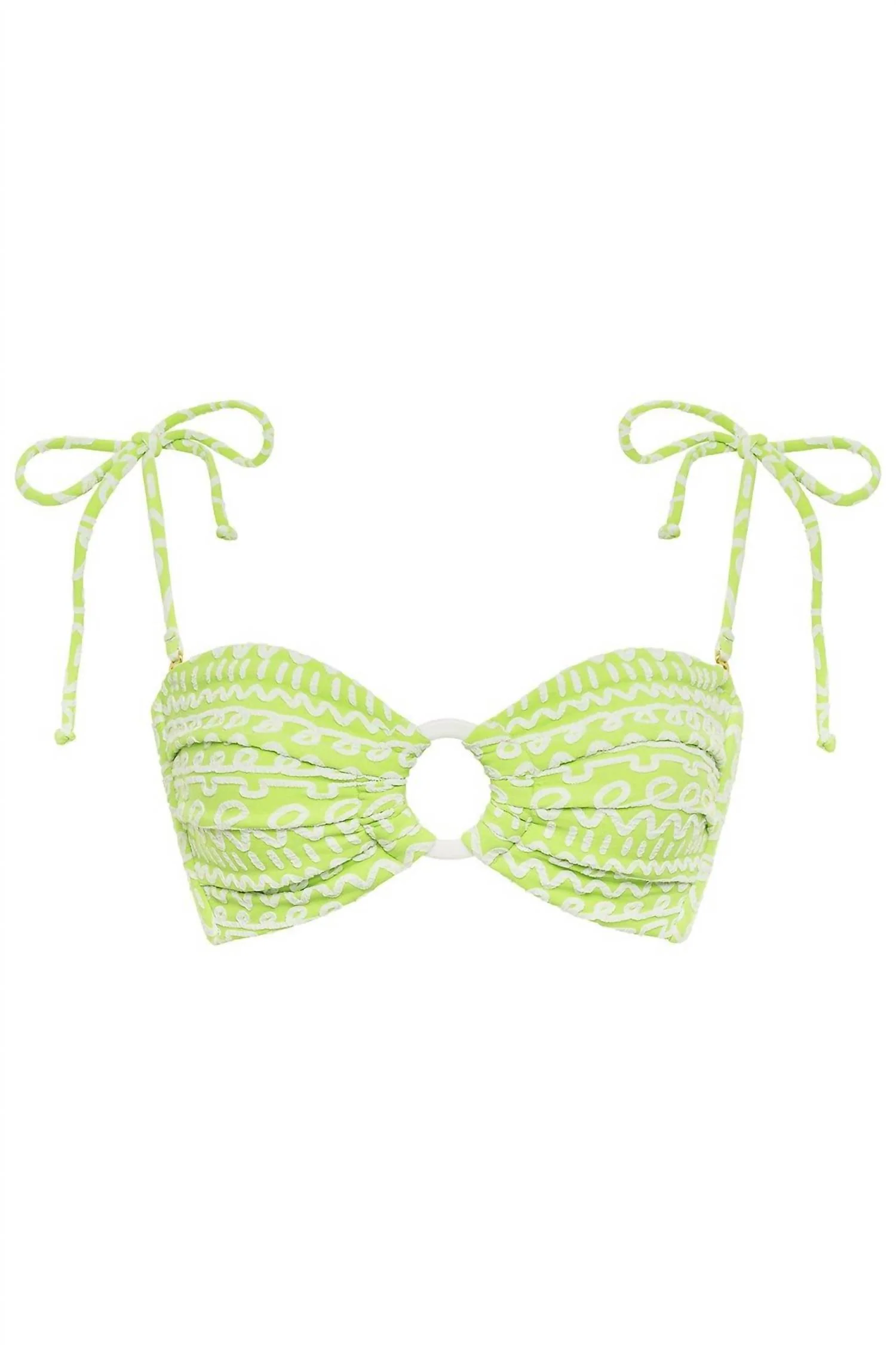 Tori Ties Bandeau Bikini Top In Lime Icing - Image 4