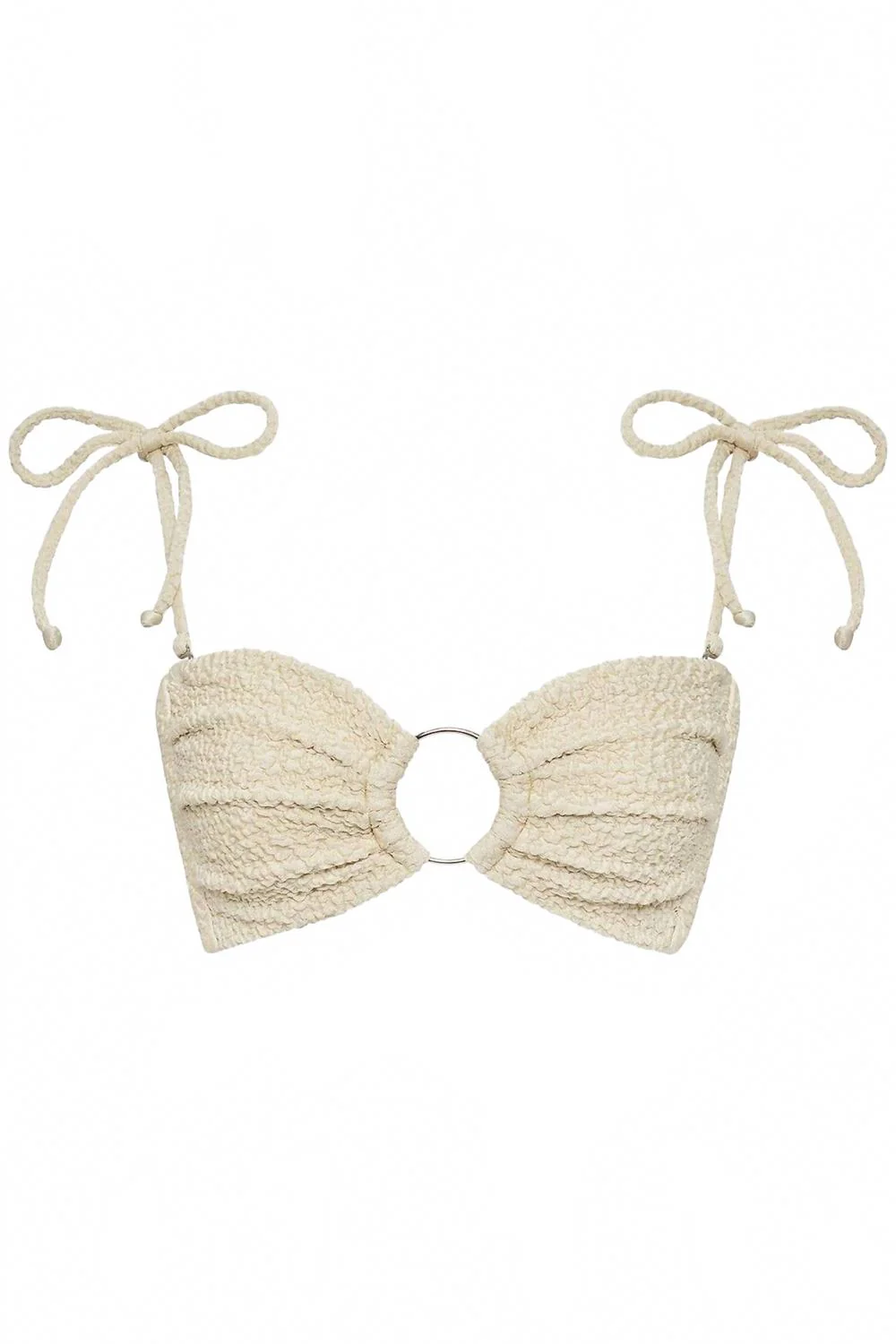 Tori Ties Bandeau Bikini Top In Oat Texture - Image 4