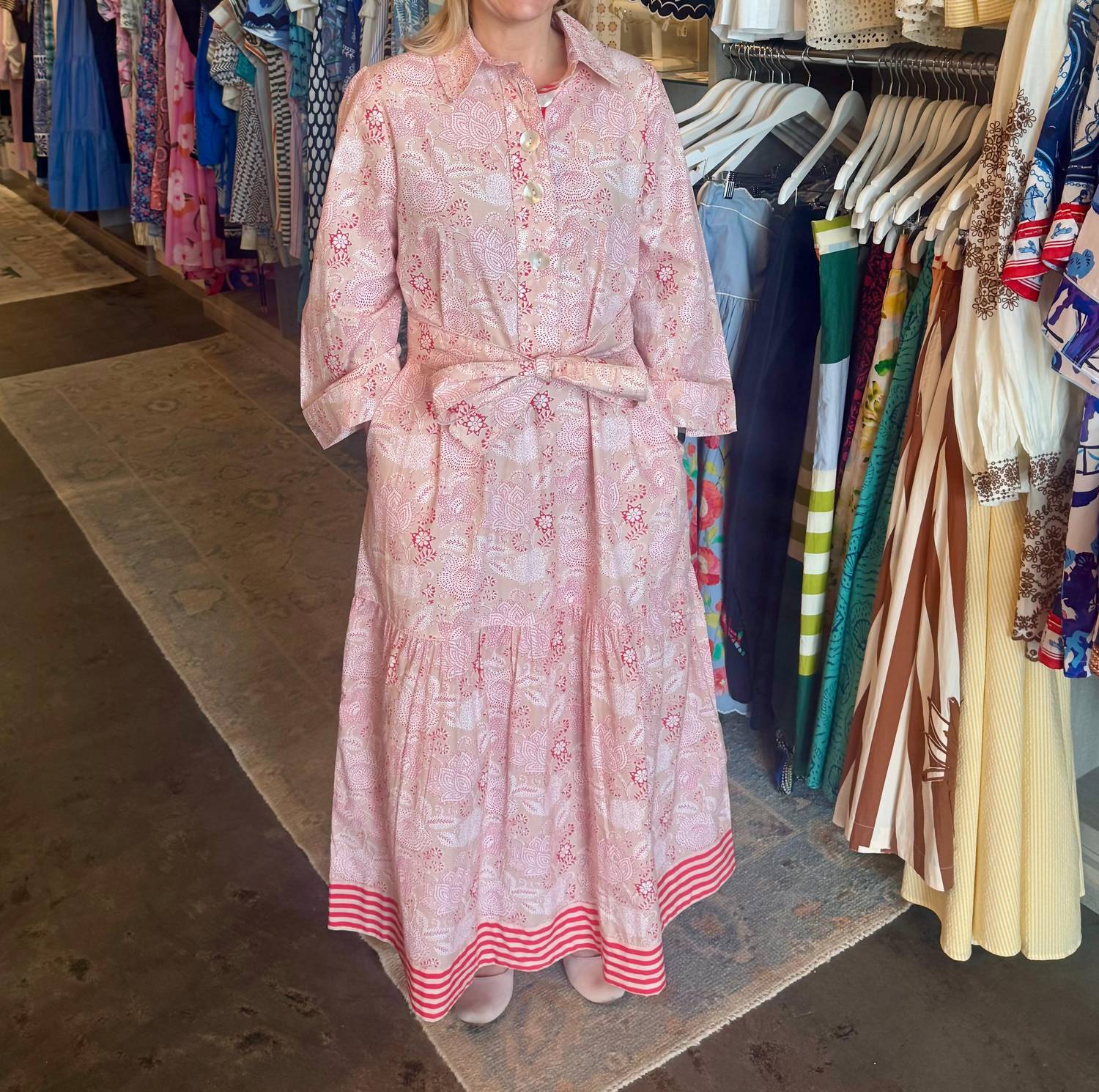 Town Midi Long Sleeves Dress In Geranium