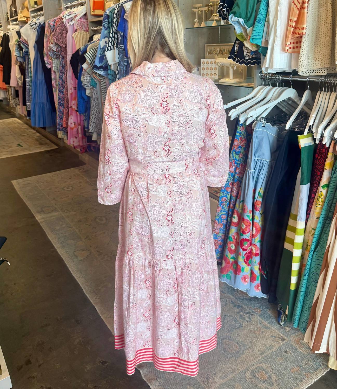 Town Midi Long Sleeves Dress In Geranium - Image 2