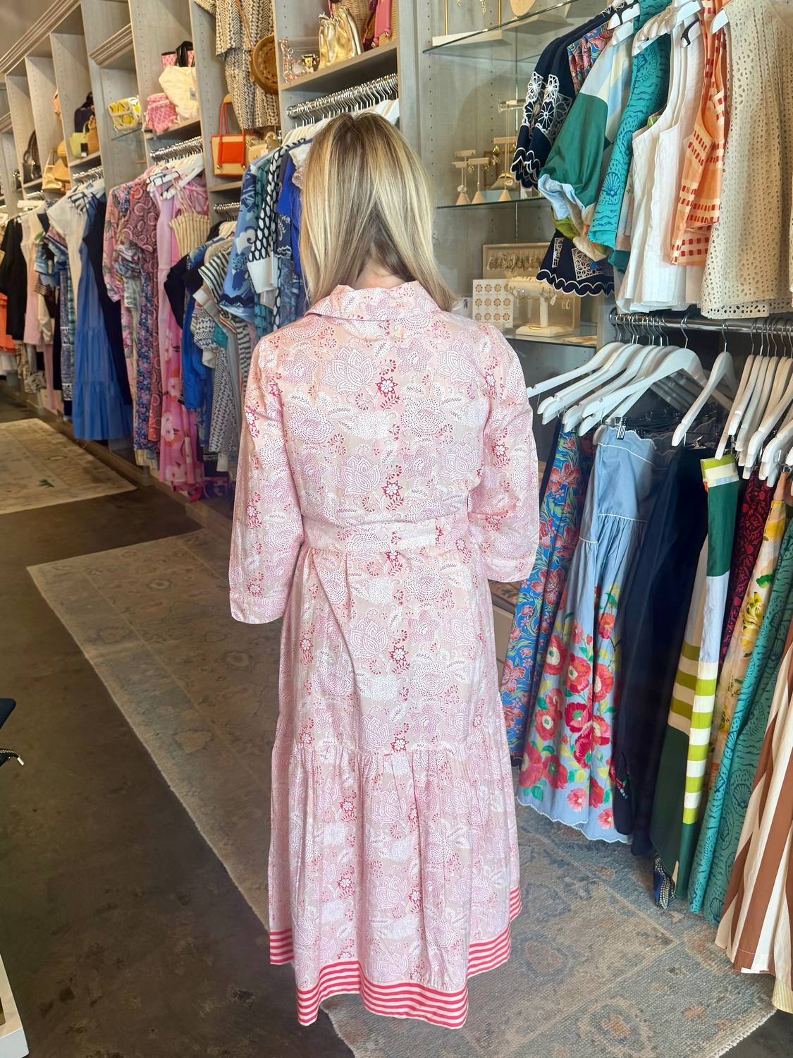 Town Midi Long Sleeves Dress In Geranium - Image 3