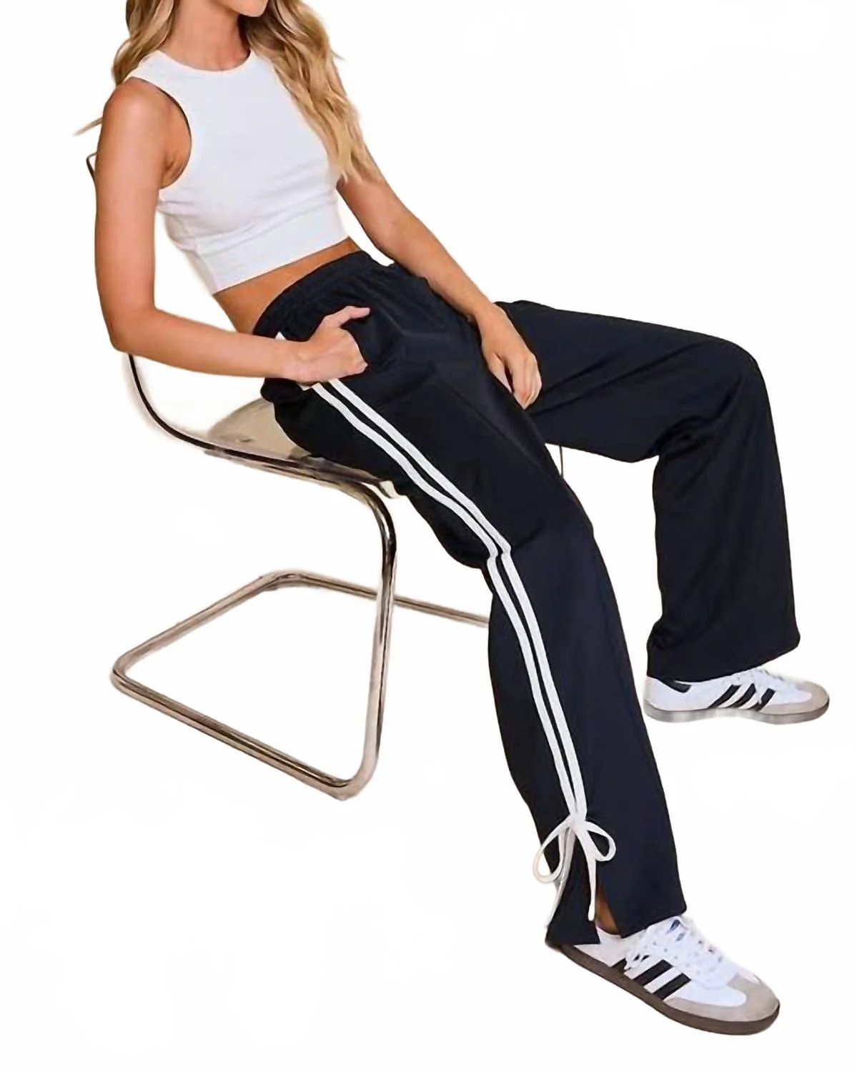 Track Pants With Bow Detail In Sage - Image 4