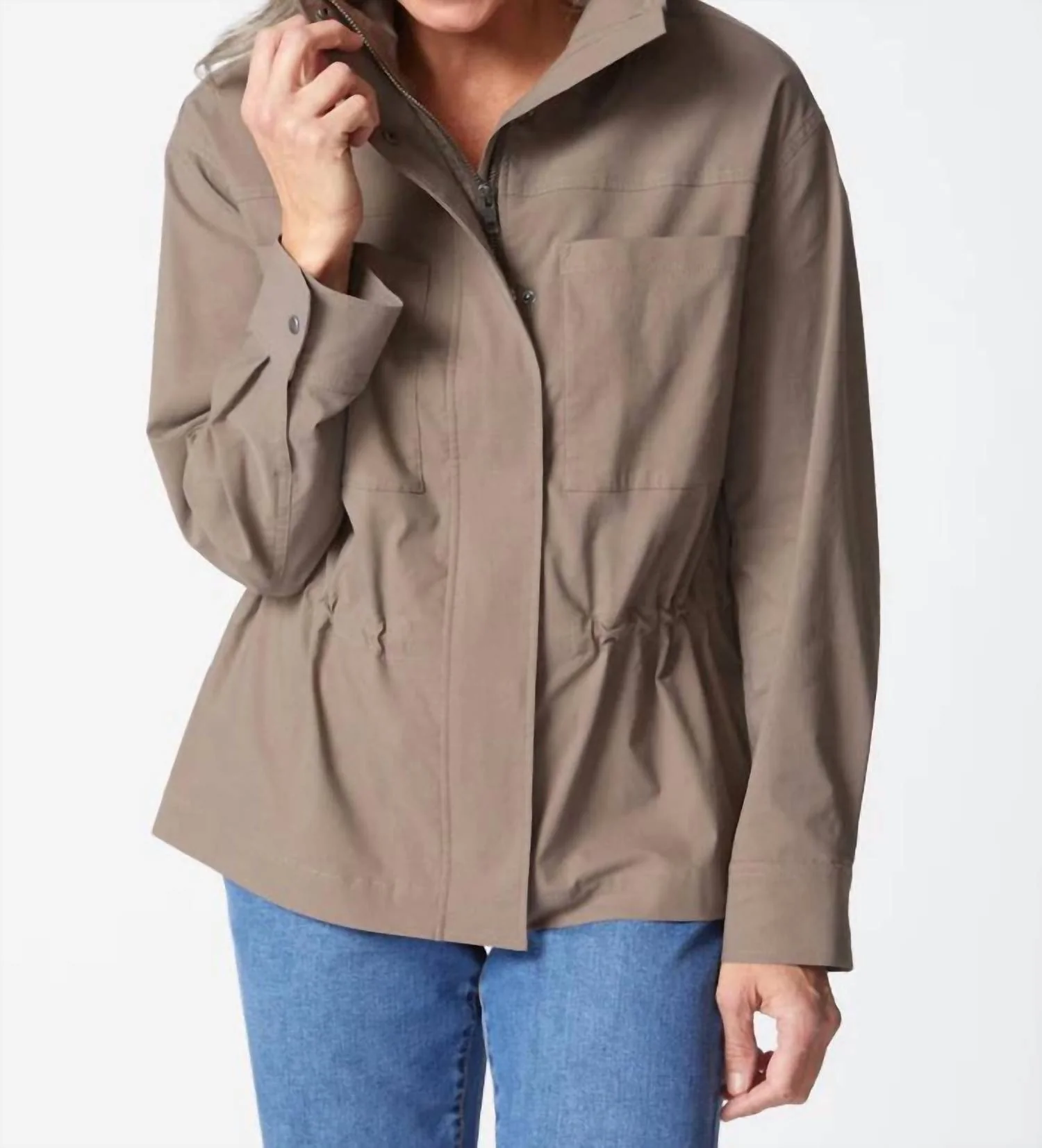 Travel Tech Utility Jacket In Truffle - Image 3