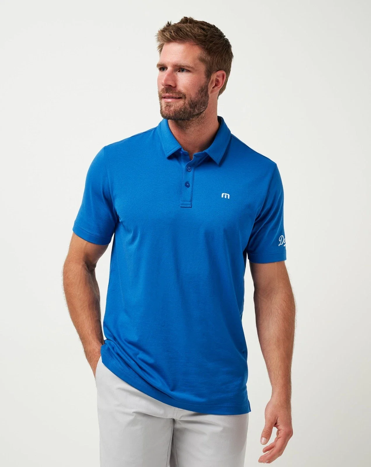 TravisMathew Los Angeles Dodgers Club Rules Polo Men's Blue Athletic Fit DDR2407