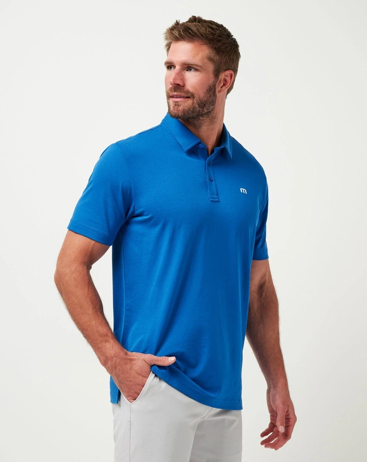 TravisMathew Los Angeles Dodgers Club Rules Polo Men's Blue Athletic Fit DDR2407 - Image 2