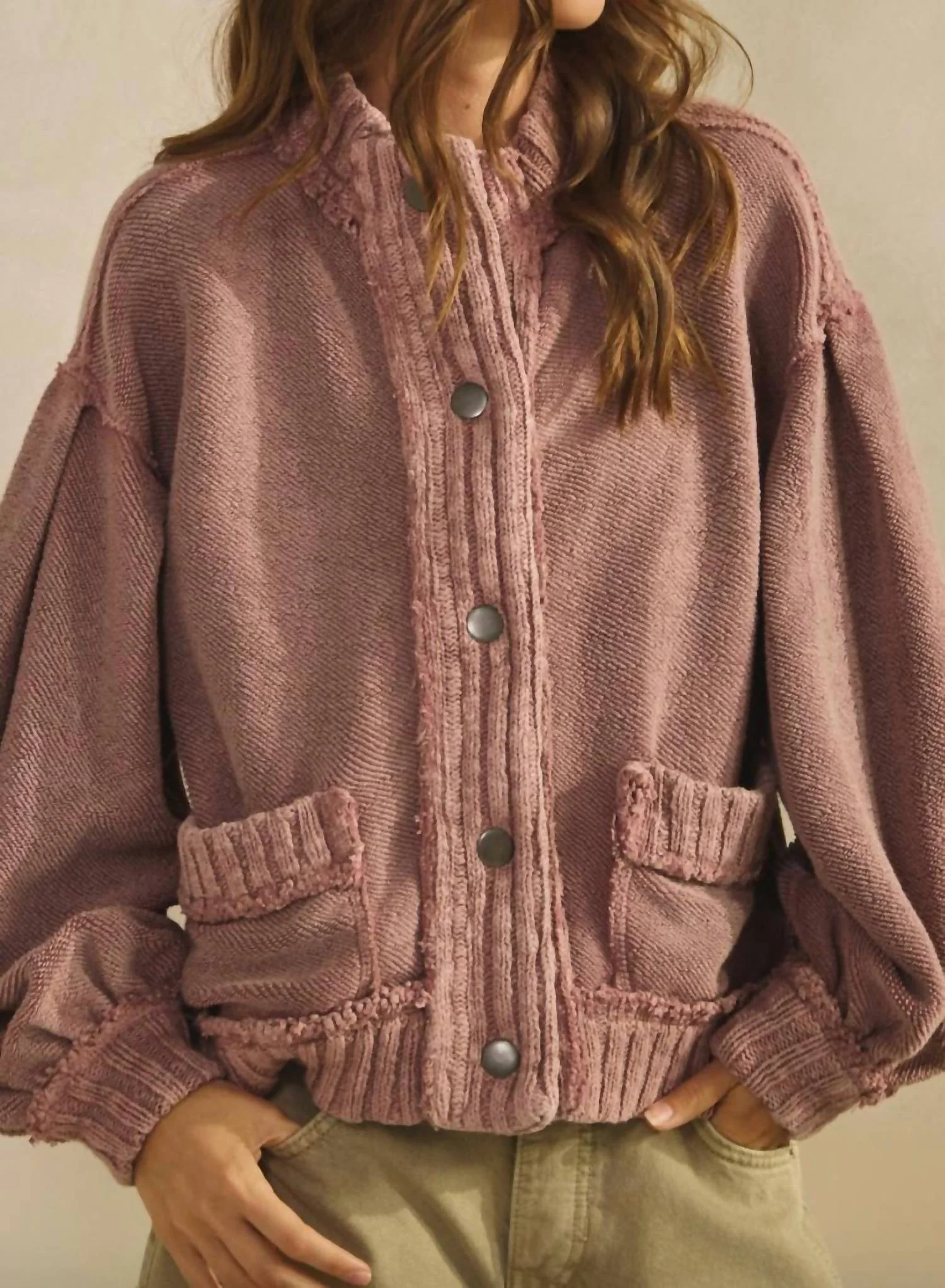 Trinity Cardigan In Vintage Mauve
