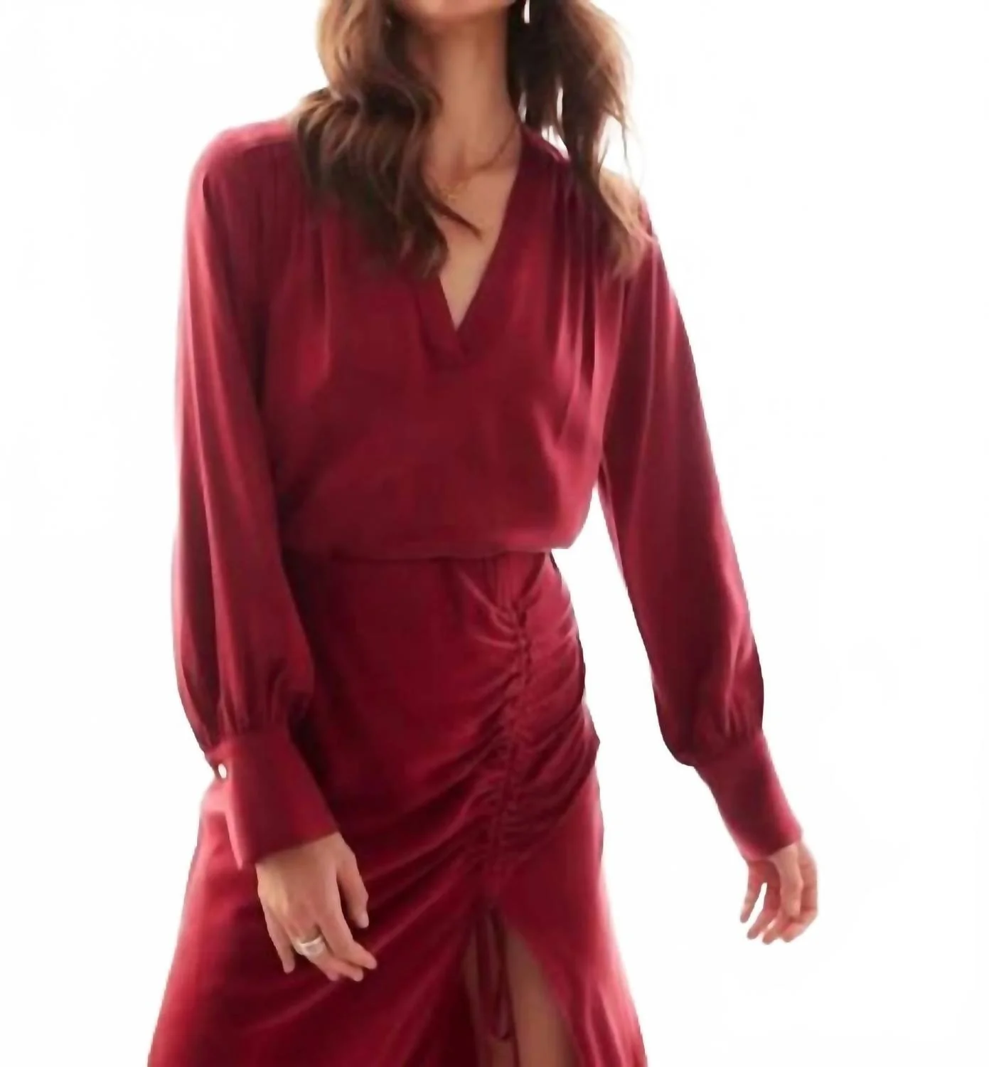 Trista V-Neck Blouse In Brick