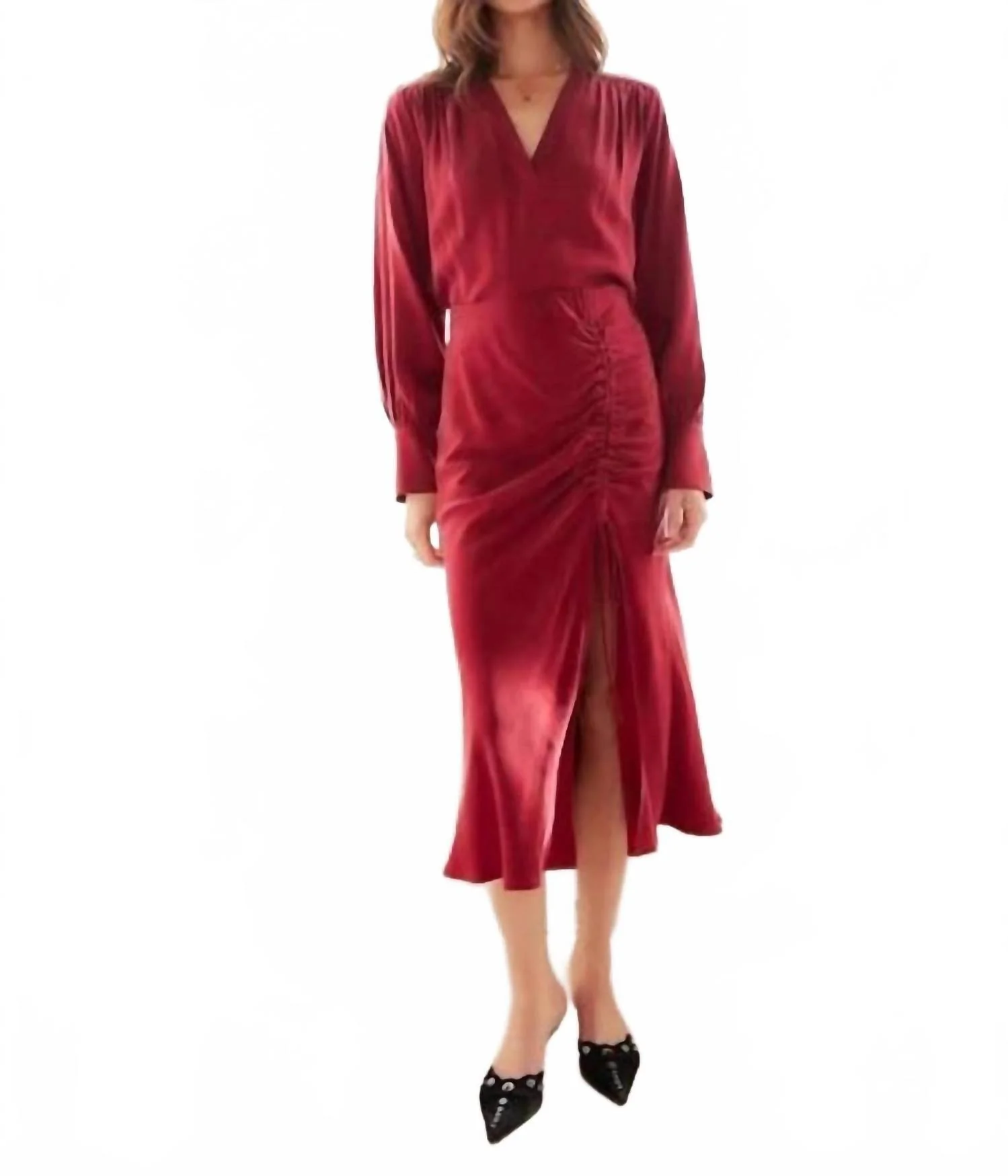 Trista V-Neck Blouse In Brick - Image 2