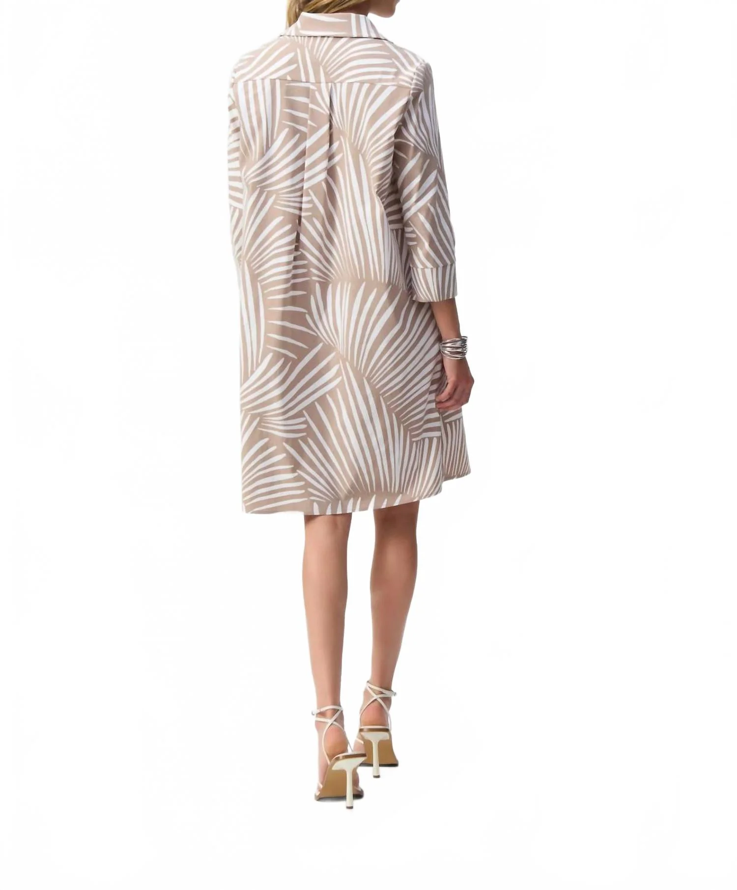 Tropical Print Poplin Shirt Dress In Dune/vanilla - Image 2