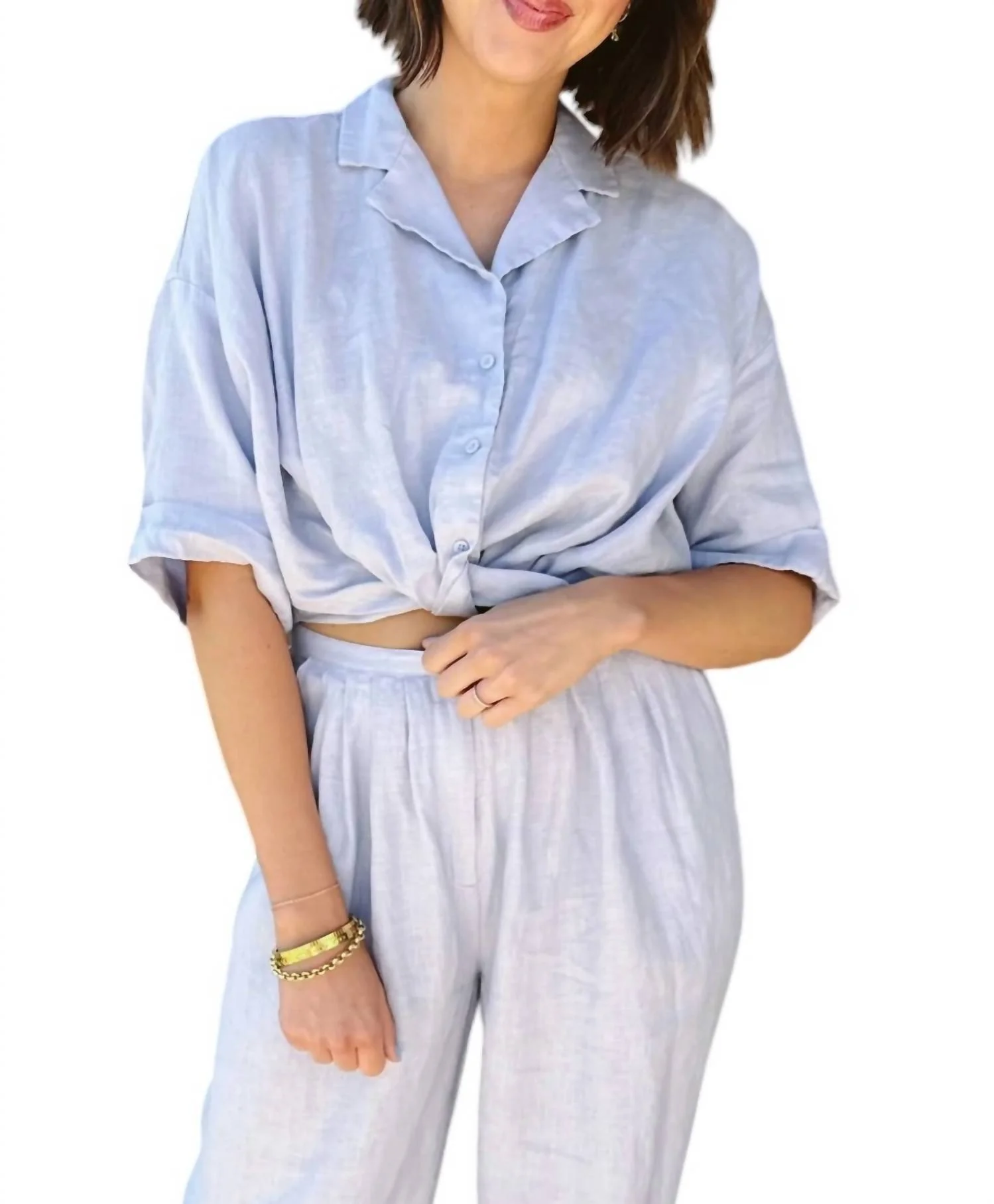 Tula Shirt In Vinca Blue - Image 2