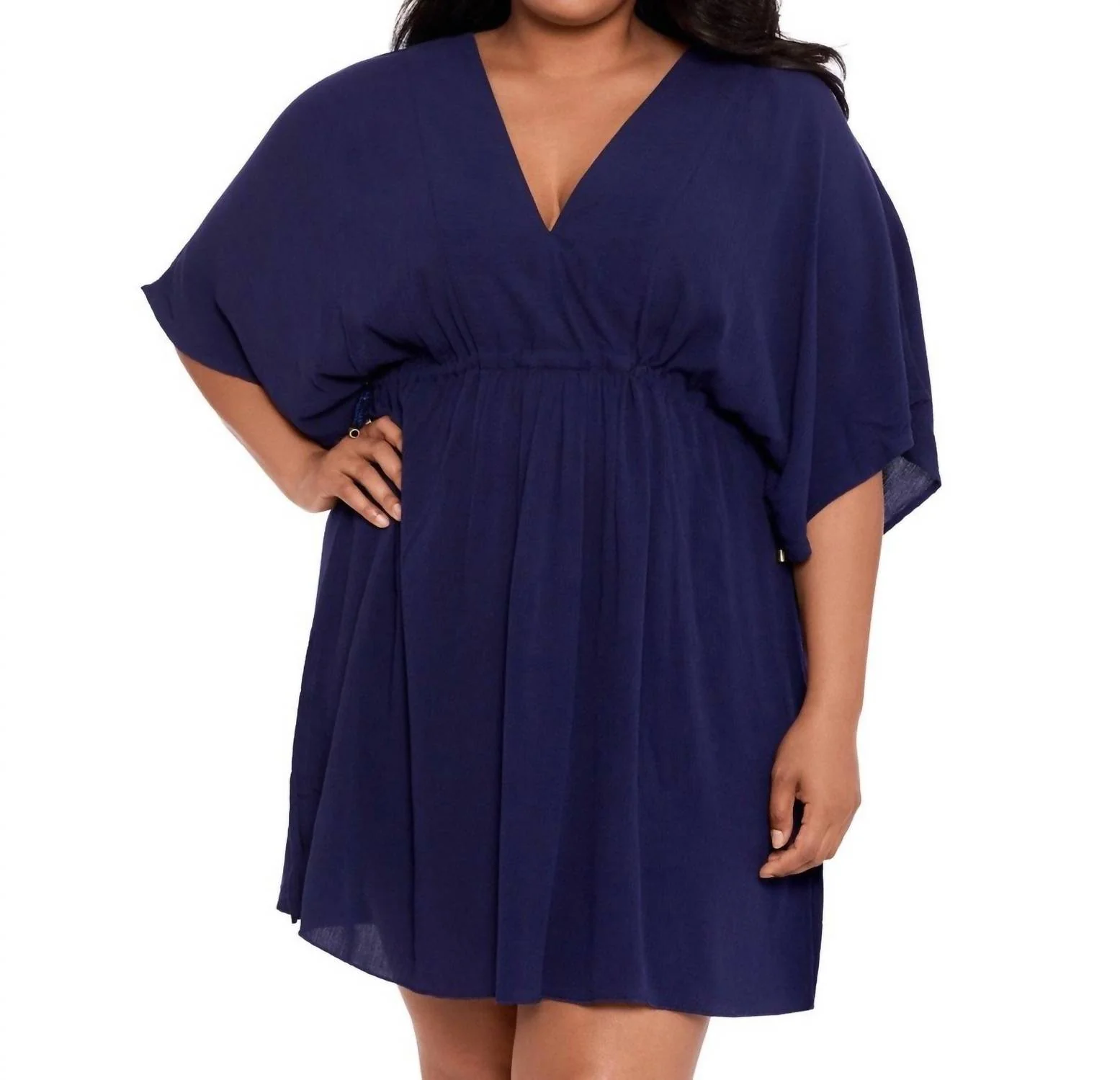 Tunic Swim Cover Up Dress In Dark Navy