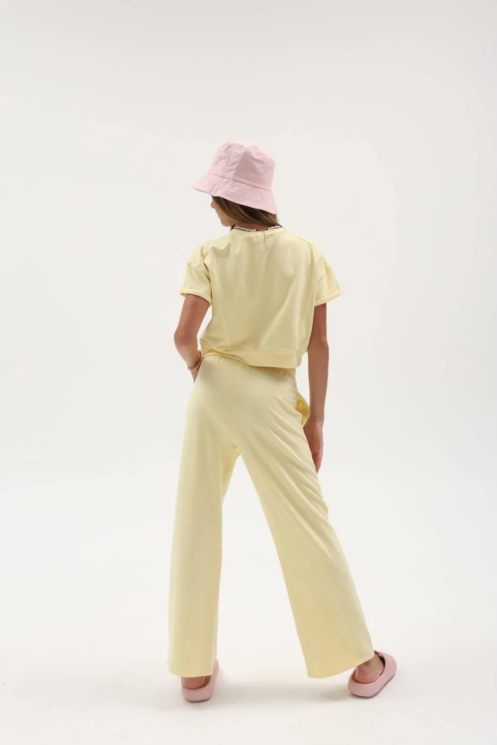 Tween French Terry Pants In Lemon Drop - Image 2